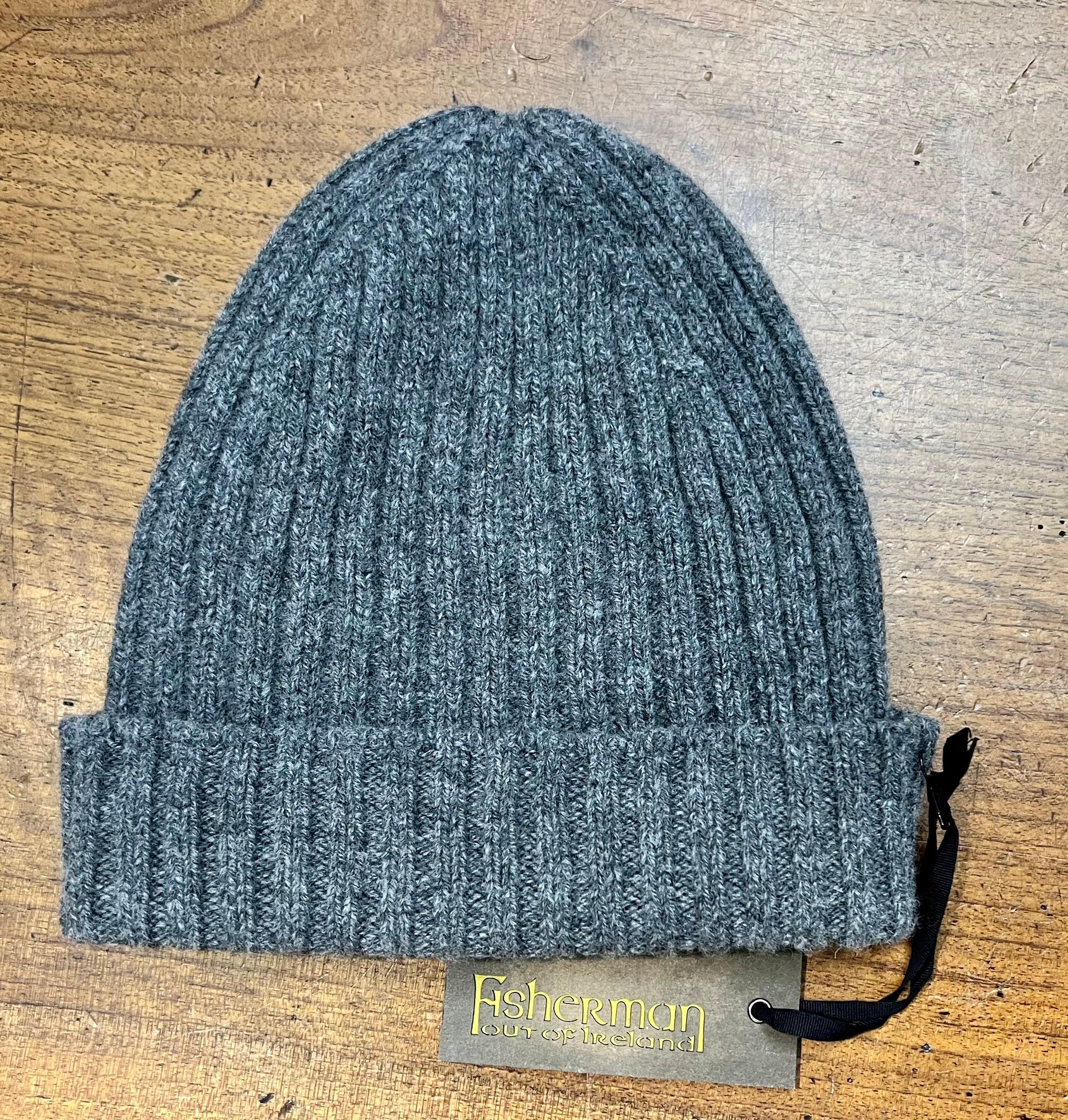 Berretto Beanie In Lana A Coste Fisherman Out Of Ireland Grigio - Cappelleria Bacca