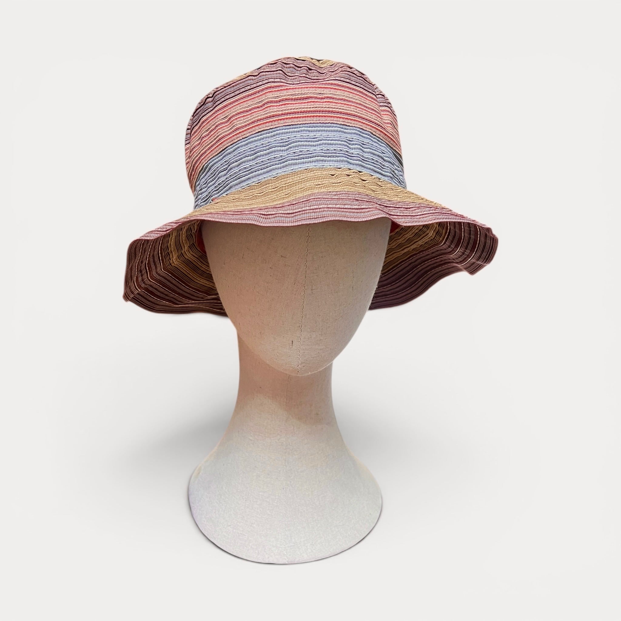 Cappello Donna Estivo In Cotone Multirighe Color, Pieghevole - Grevi
