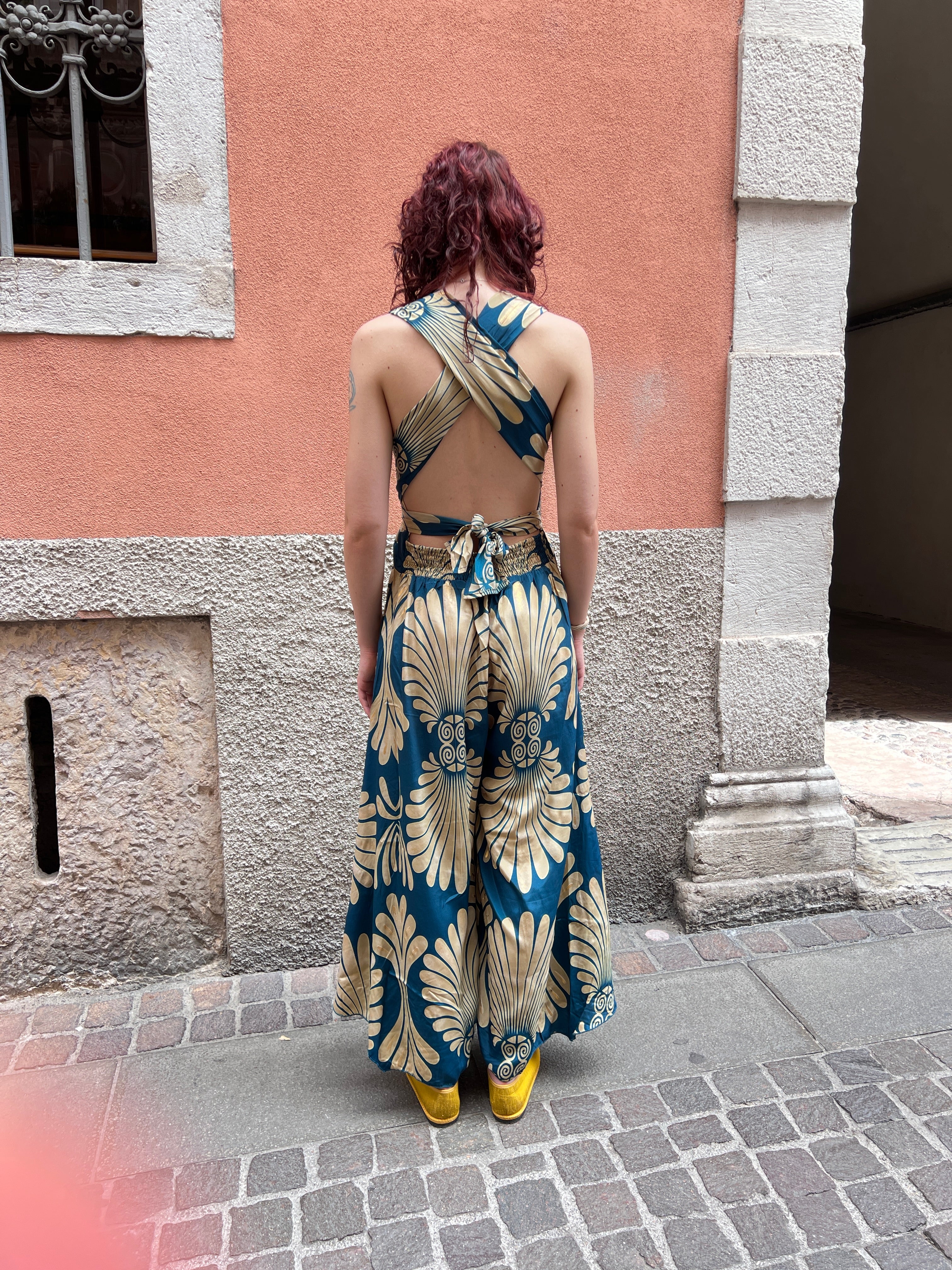 Tuta Pantalone Jumpsuit In Misto Seta