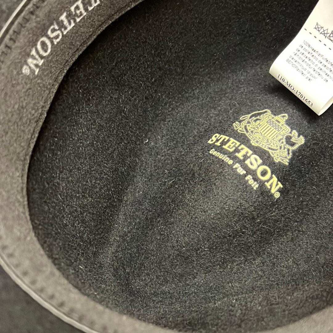 Cappello Stetson Nero in Feltro di Lepre  e Cinta in Pelle - Cappelleria Bacca