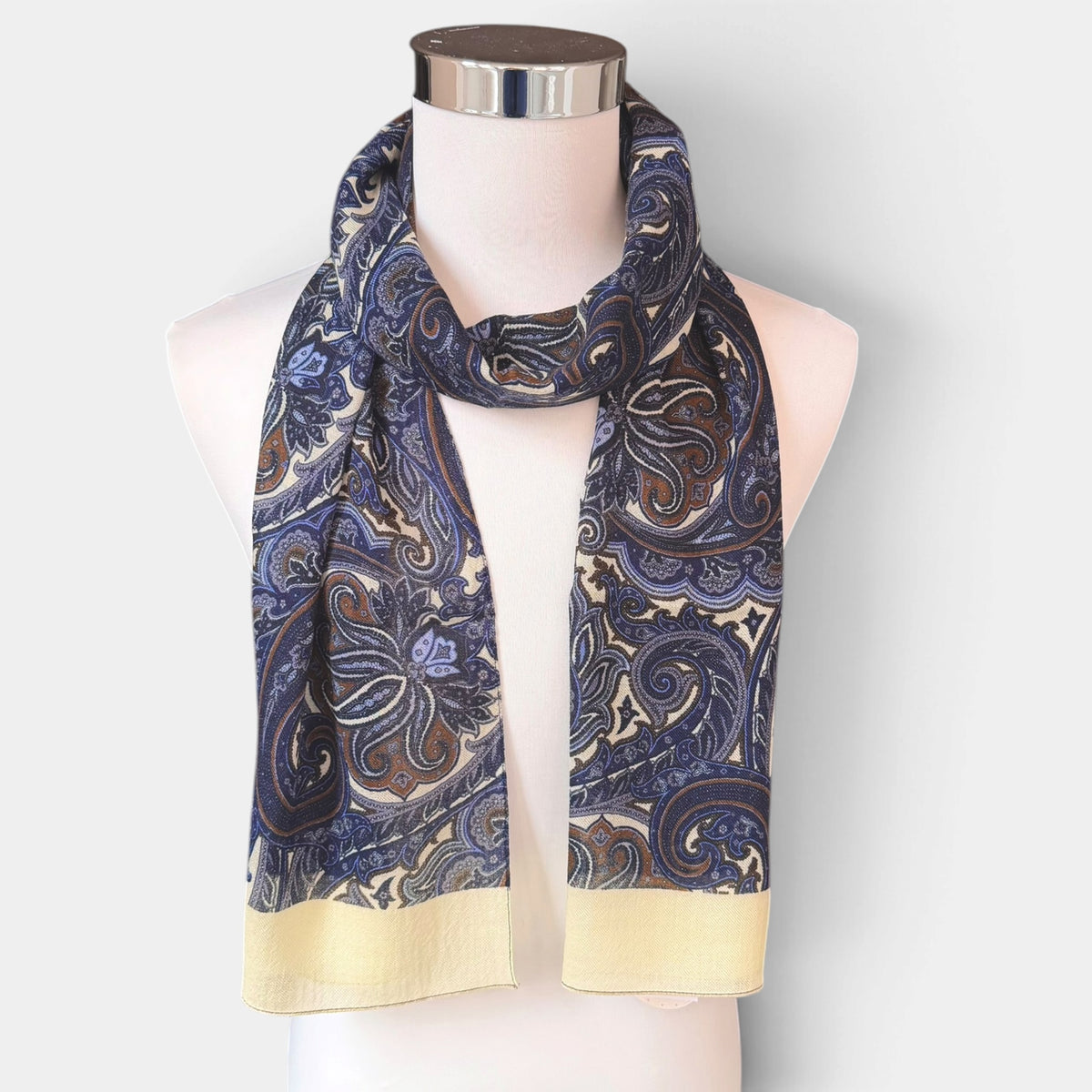 Sciarpa Uomo Invernale In Tessuto Morbido e Sottile Di Pura Lana Fantasia Cashmere 45x180 cm