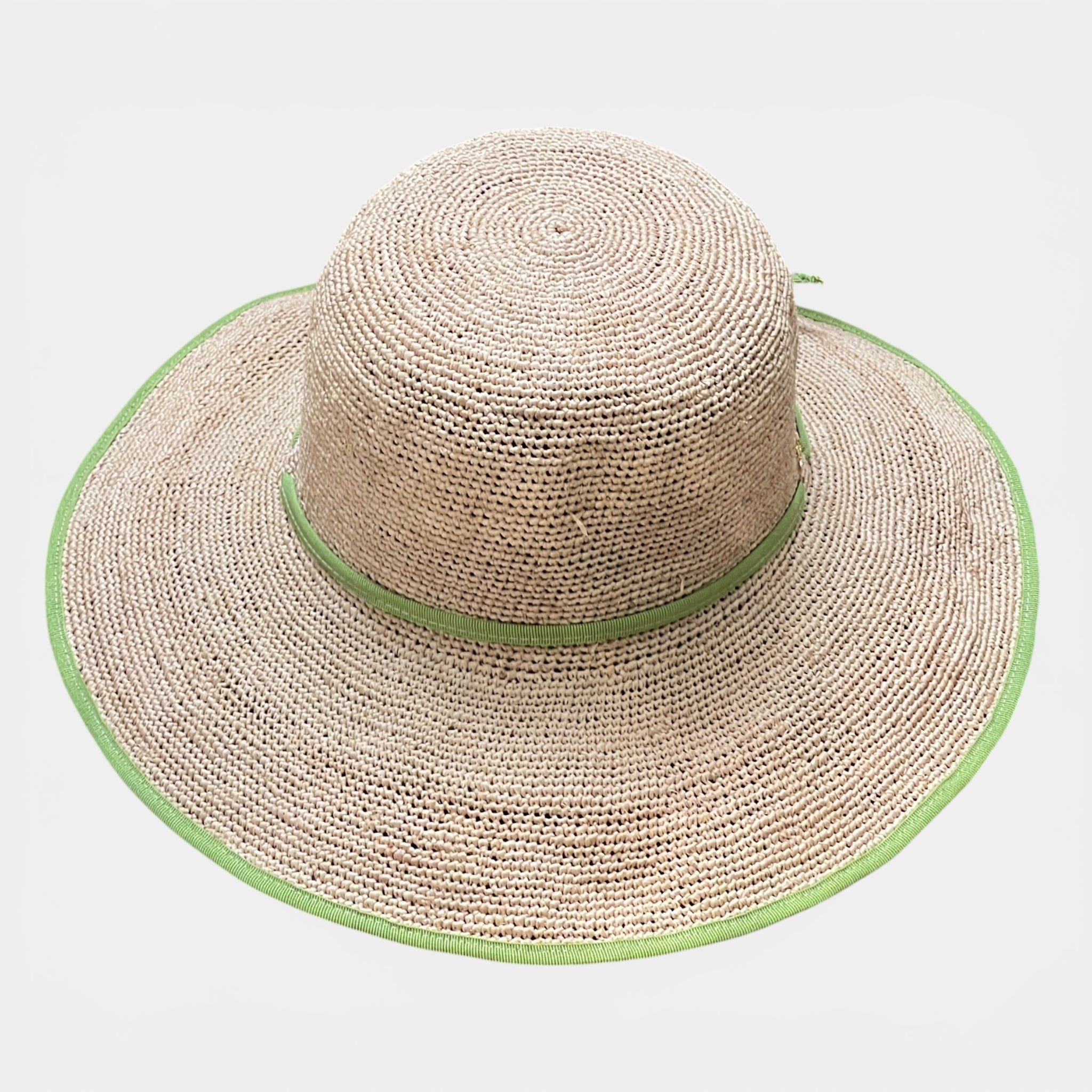 Cappello Estivo Da Donna In Paglia Crochet Pieghevole Bordo Color - Cappelleria Bacca