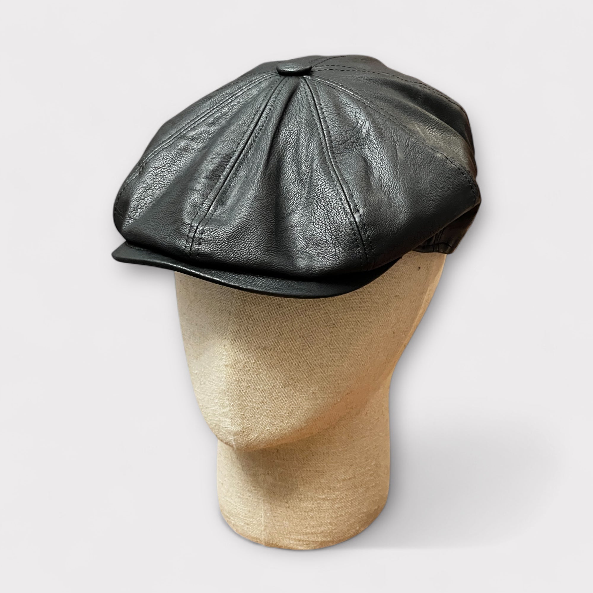 Coppola Irlandese 8 spicchi In Eco Pelle Nera - Cappelleria Bacca