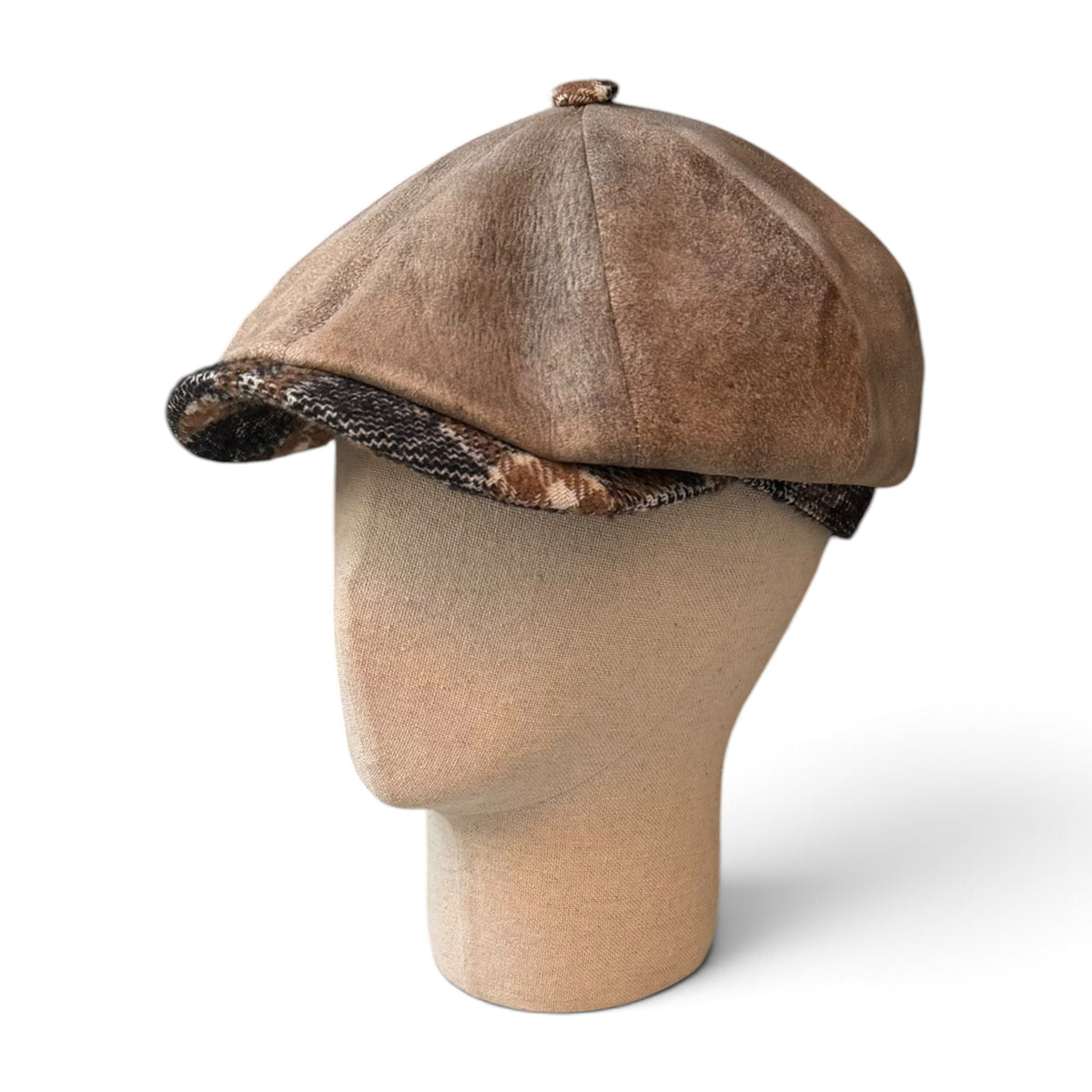 Coppola Irlandese 8 Spicchi In Lana E Pelle Suede Beige Sfumato Alfonso D'Este