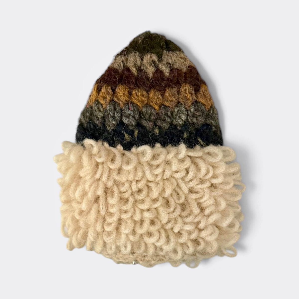 Cappellino Toque Donna Invernale Fatto a Mano In Lana E Alpaca Multicolor - Pieghevole - Grevi