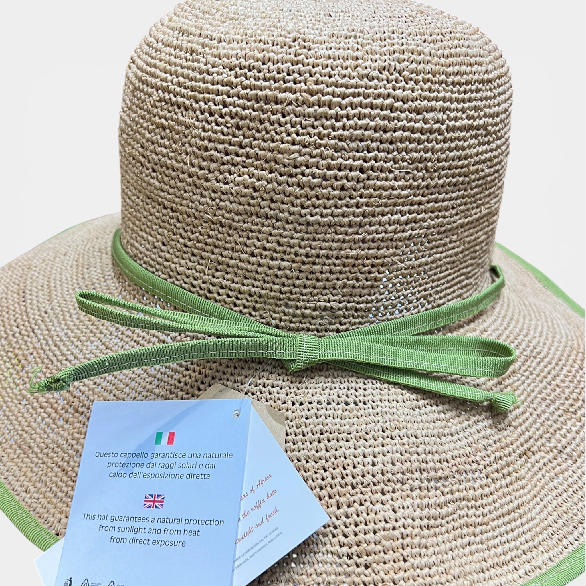 Cappello Estivo Da Donna In Paglia Crochet Pieghevole Bordo Color - Cappelleria Bacca