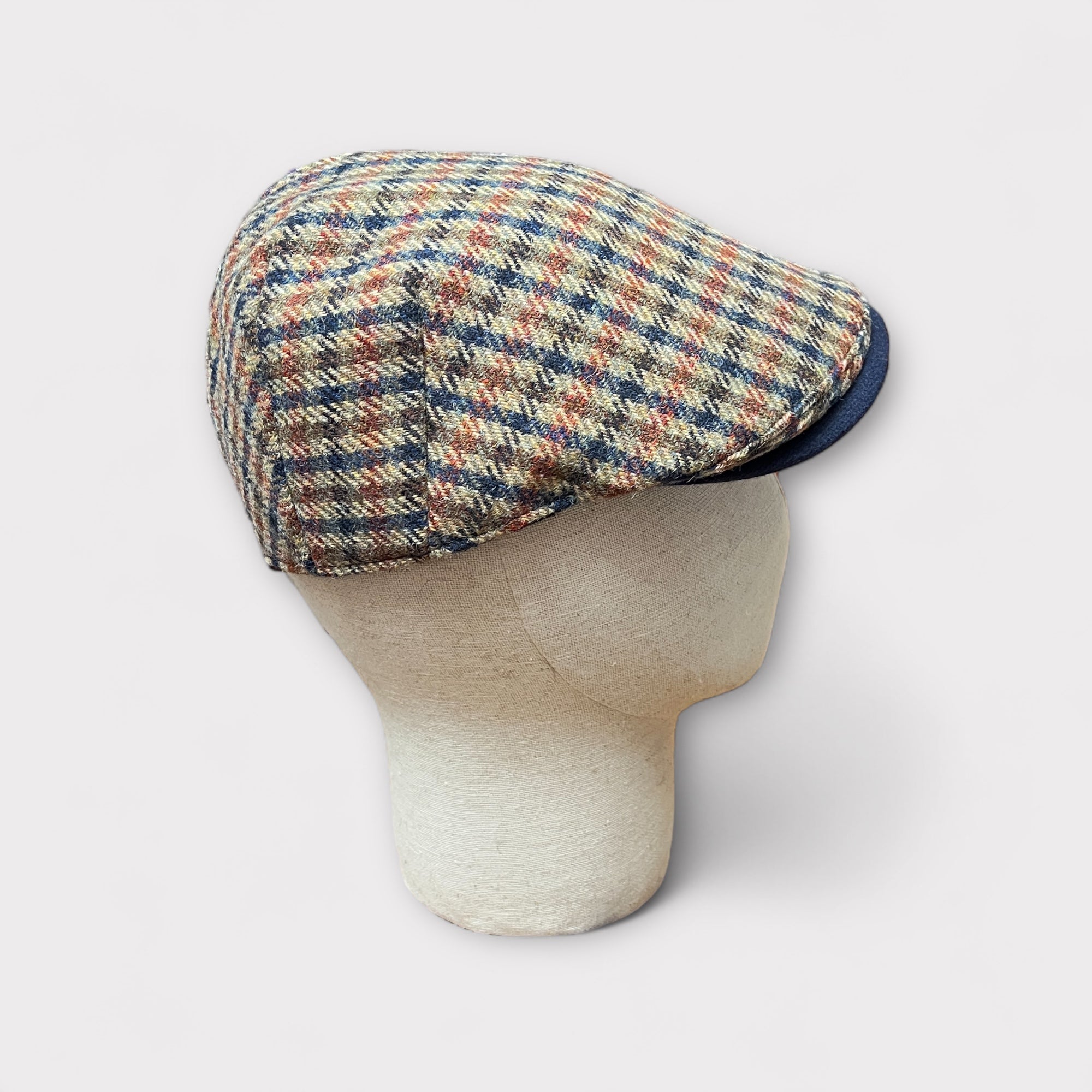 Coppola Invernale Pura Lana Tartan Beige Blu - Cappelleria Bacca