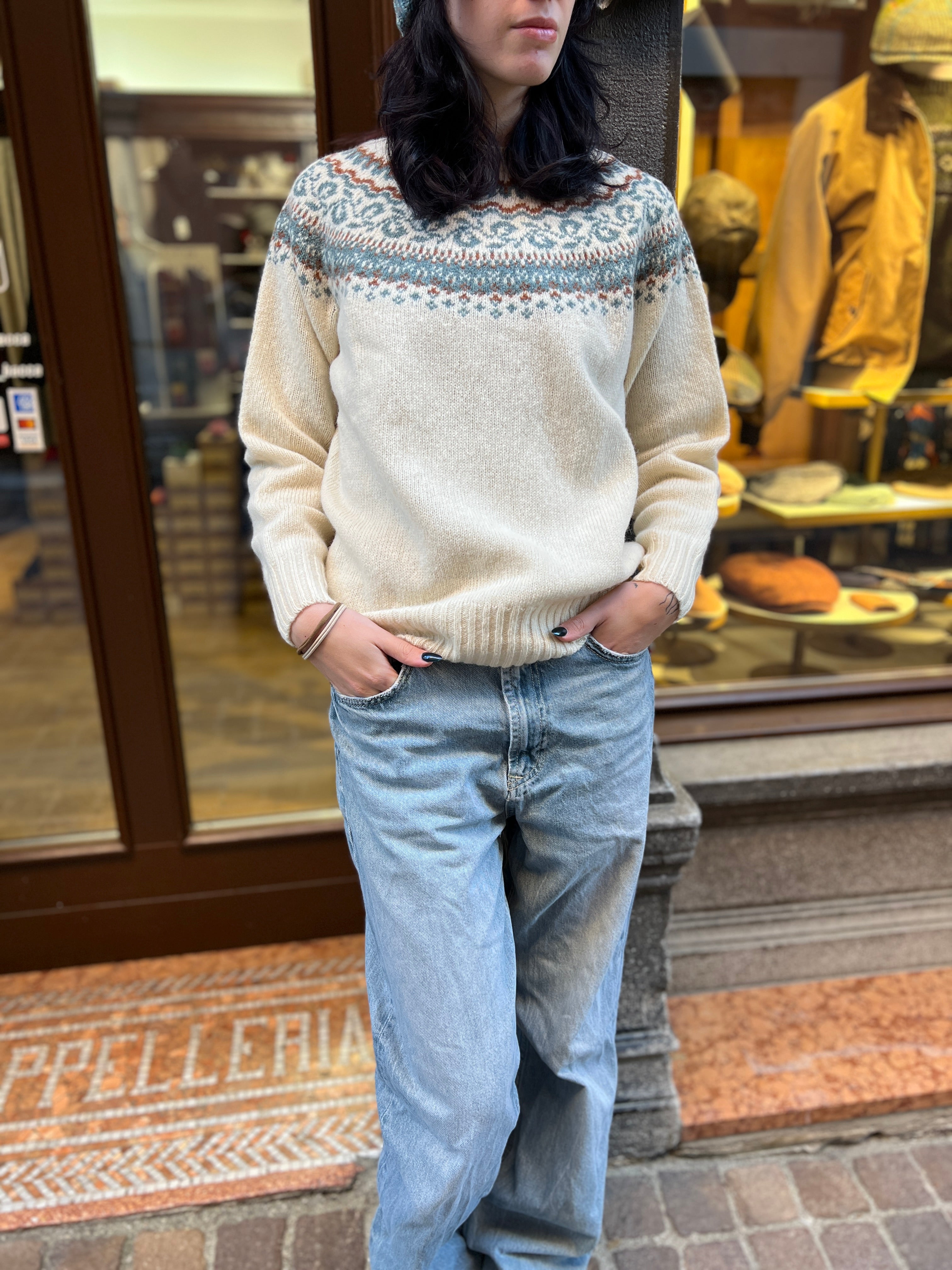 Maglione Donna In Maglia Di Lana Scozzese Fairisle Jumper - Cappelleria Bacca
