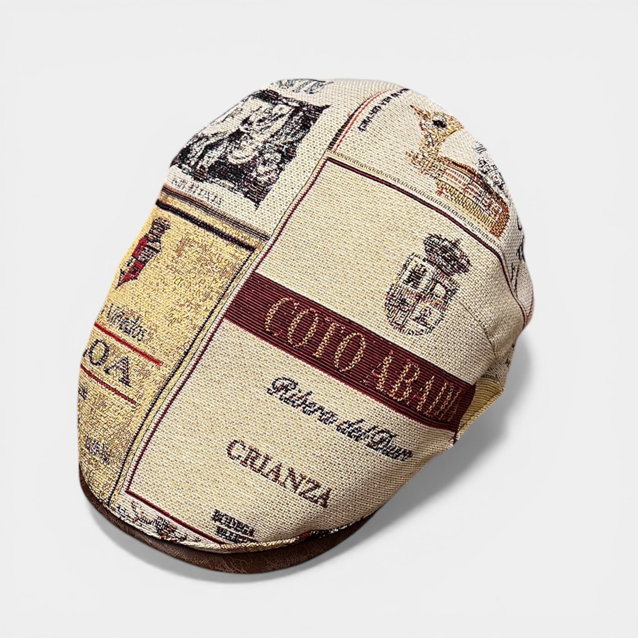 Coppola Estiva Beige In Puro Lino Con Scritte Vintage - Cappelleria Bacca