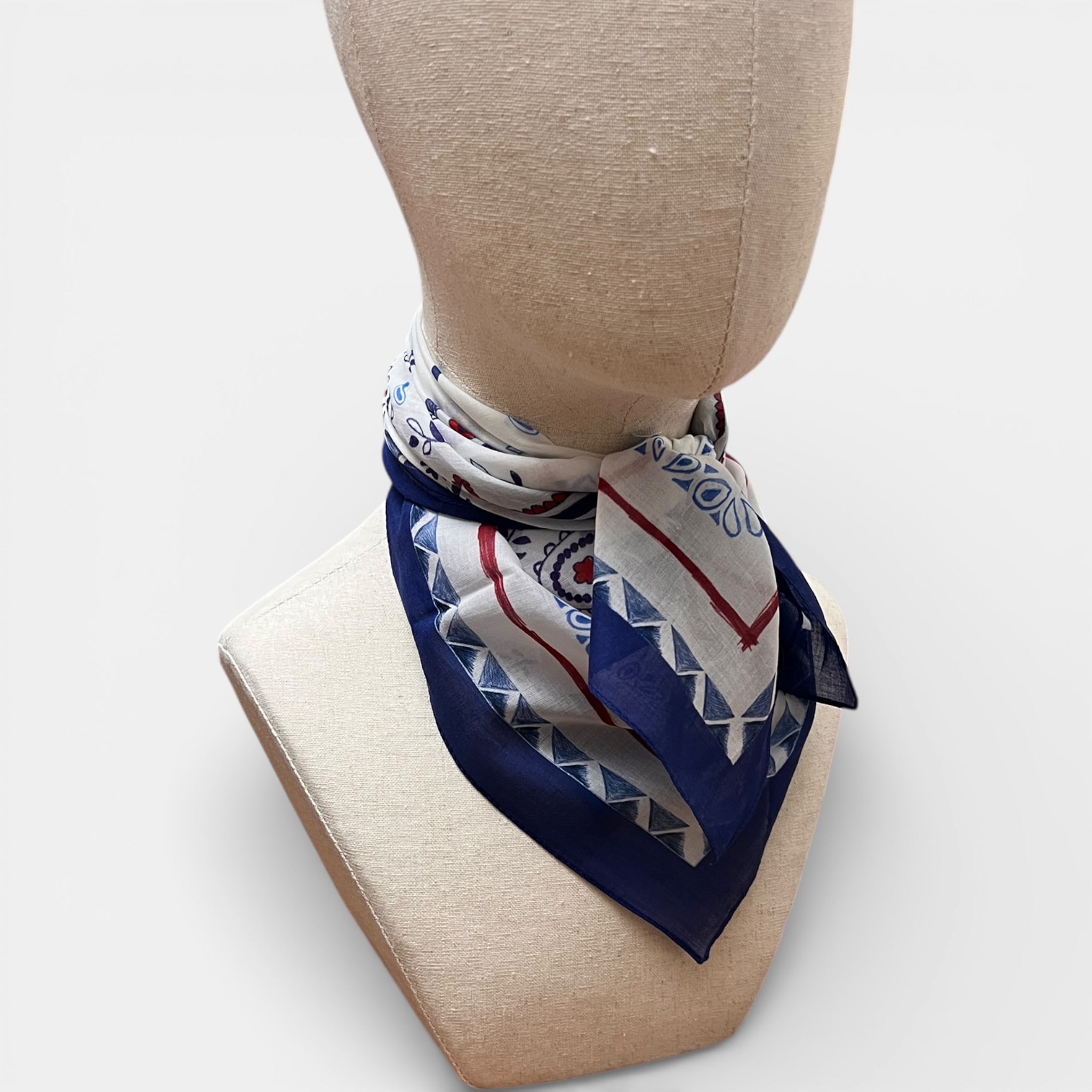 Foulard 70x70 In Puro Cotone Motivo Paisley - Cappelleria Bacca