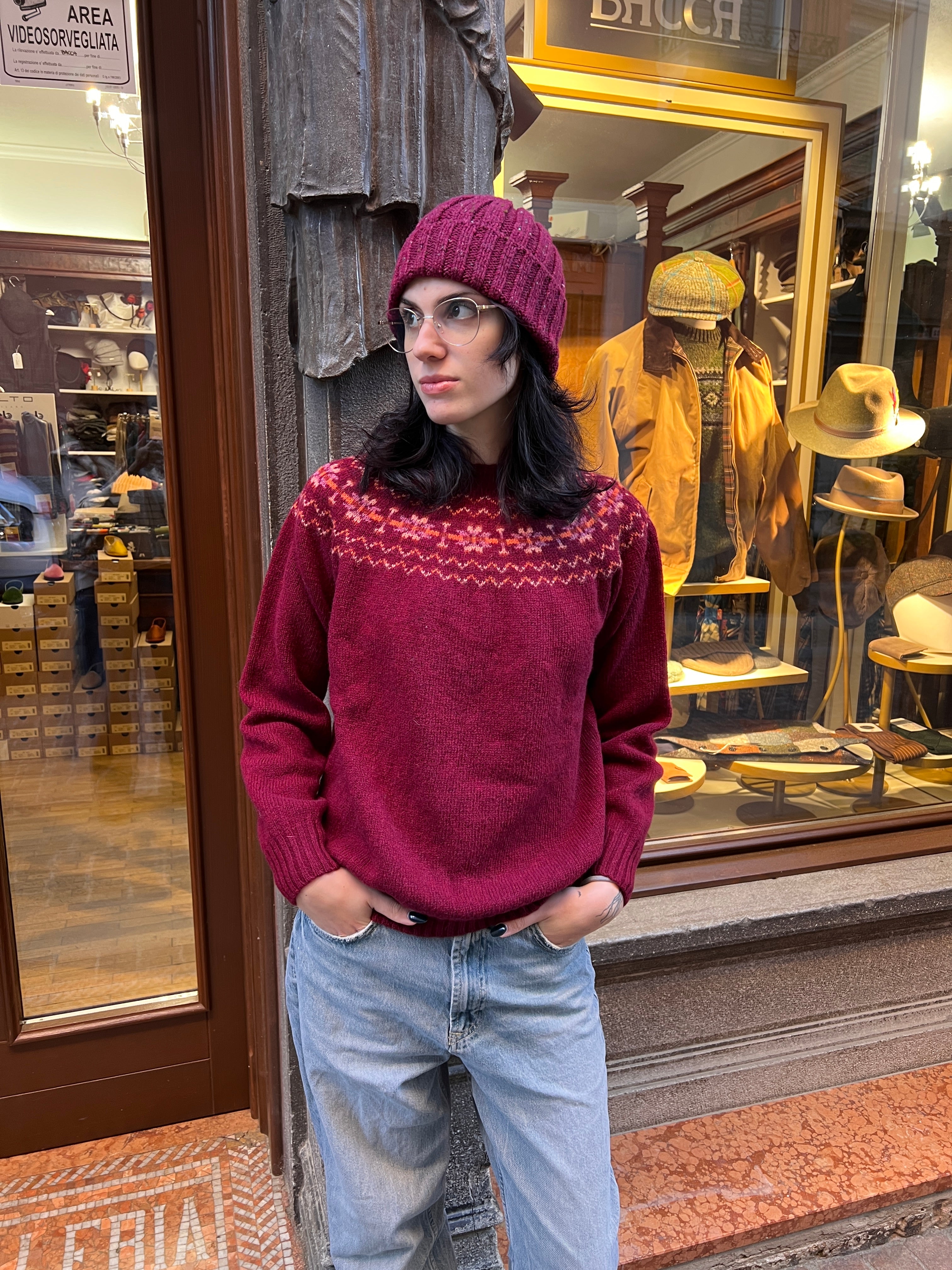 Maglione Donna In Maglia Di Lana Scozzese Fairisle Jumper - Cappelleria Bacca