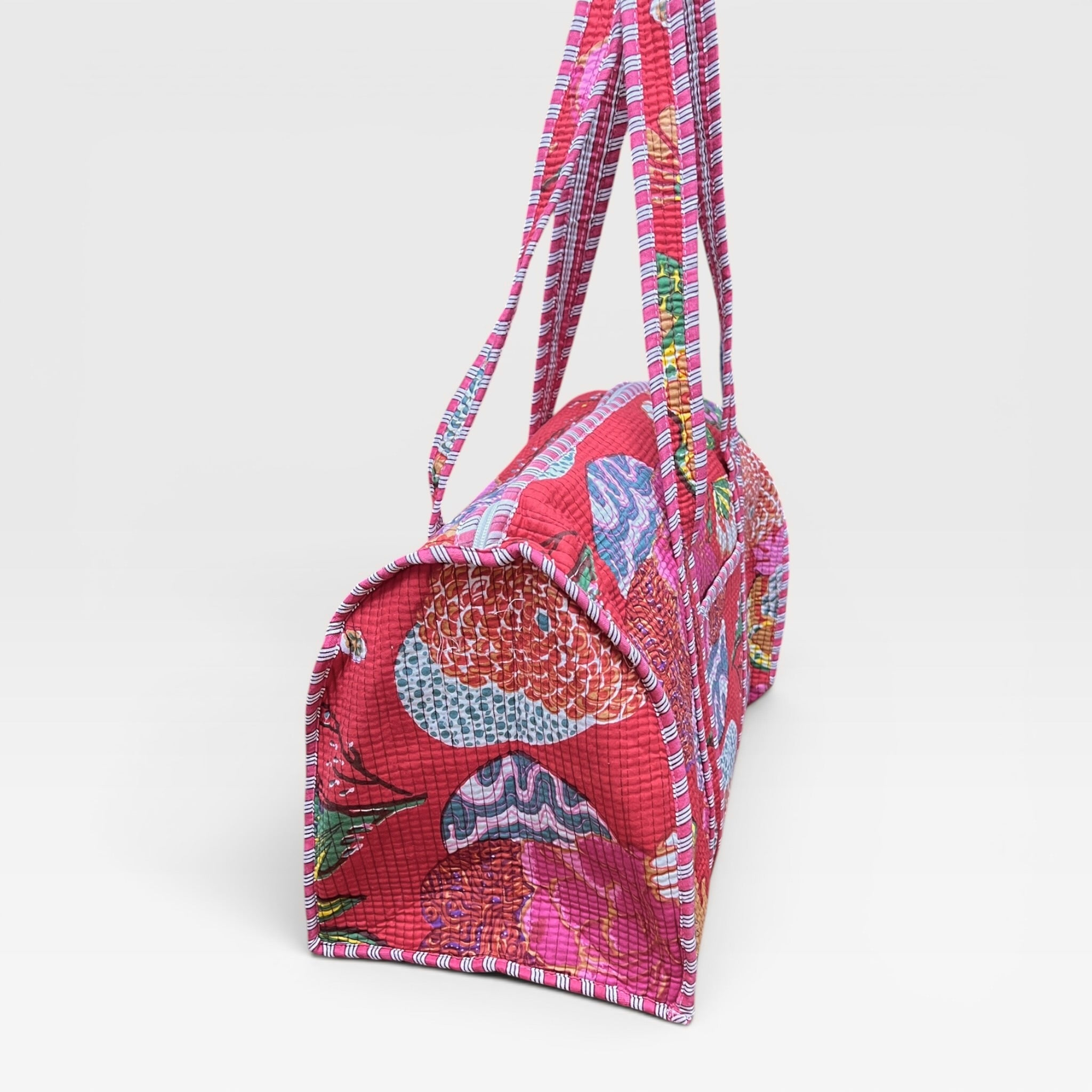 Borsa Ampia Bowling Bag In Tessuto di Cotone Trapuntato