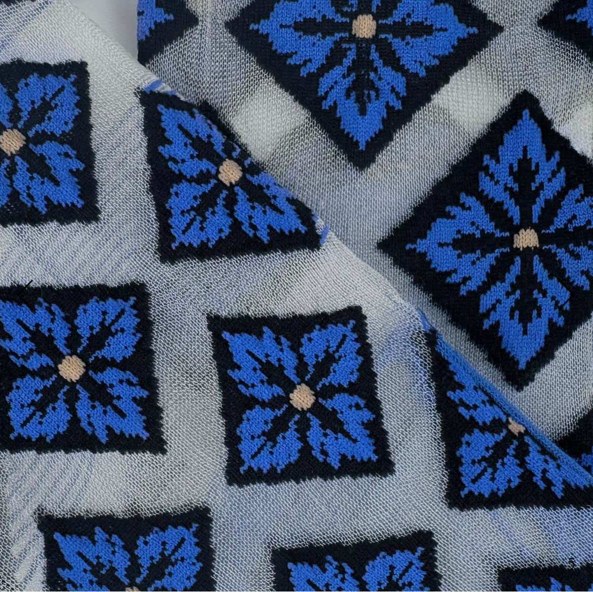 Calzini Spaiati In Cotone E Tulle Blue Deco - Cappelleria Bacca