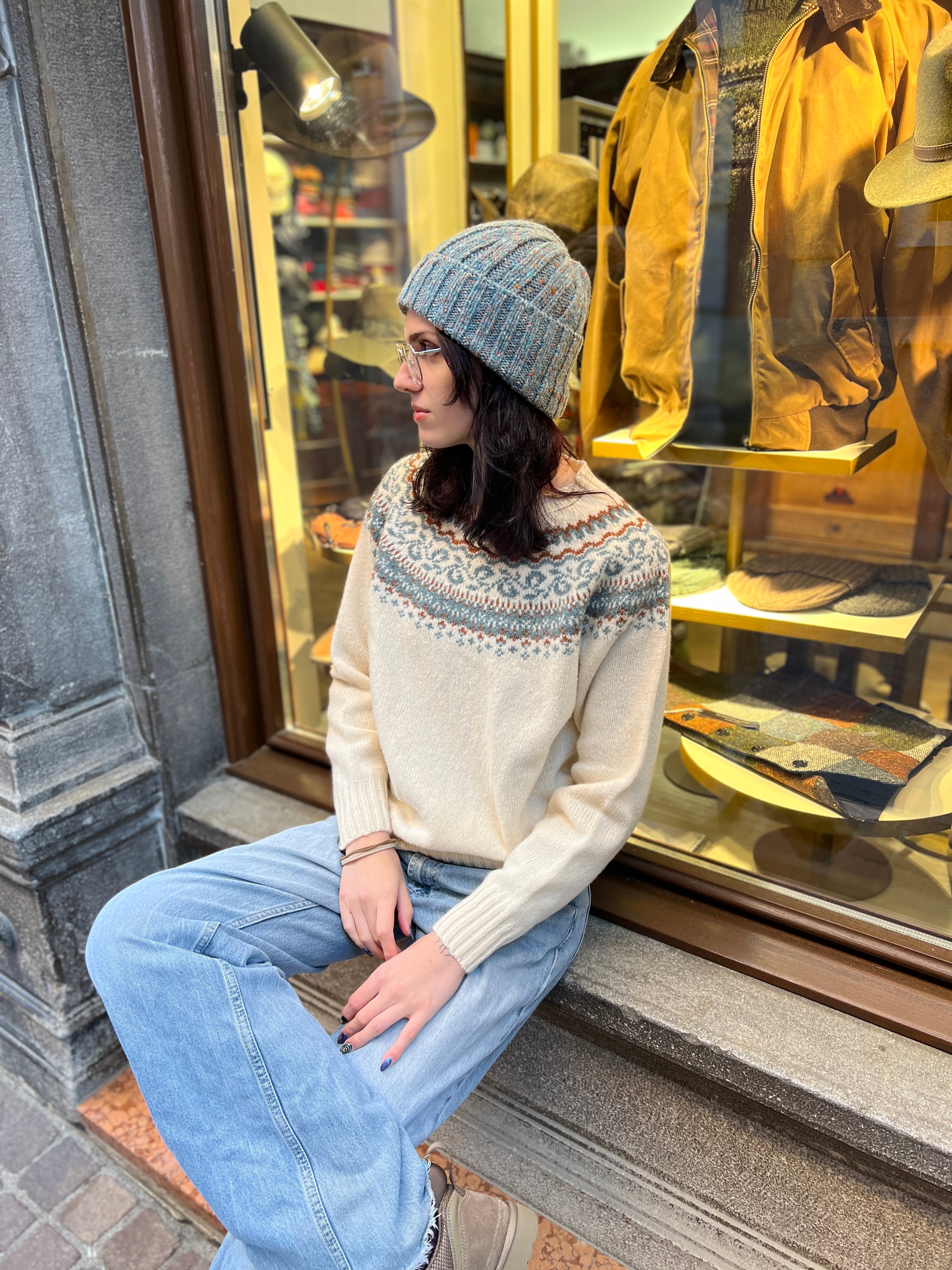 Maglione Donna In Maglia Di Lana Scozzese Fairisle Jumper - Cappelleria Bacca