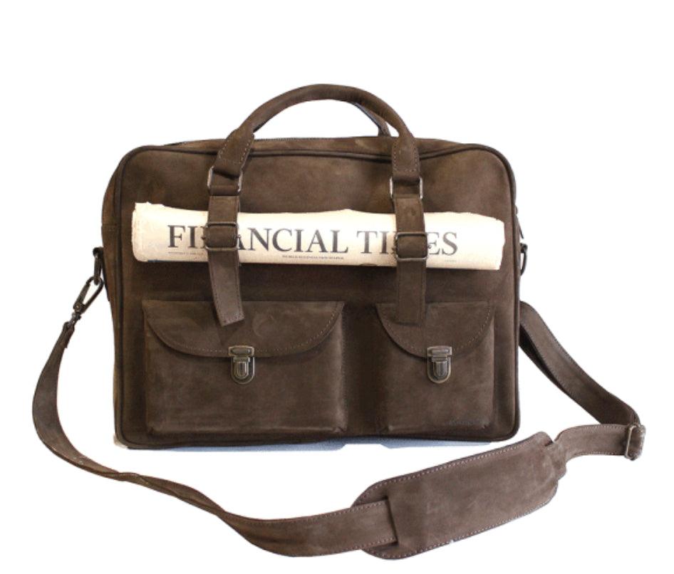 Borsa Cartella Evo In Pelle Nabuk Color Tabacco Kjøre Project