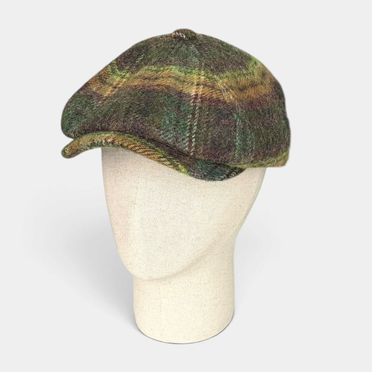 Coppola Irlandese Stetson Invernale Modello Hatteras In Lana Vergine- Scozzese Verde-Marrone