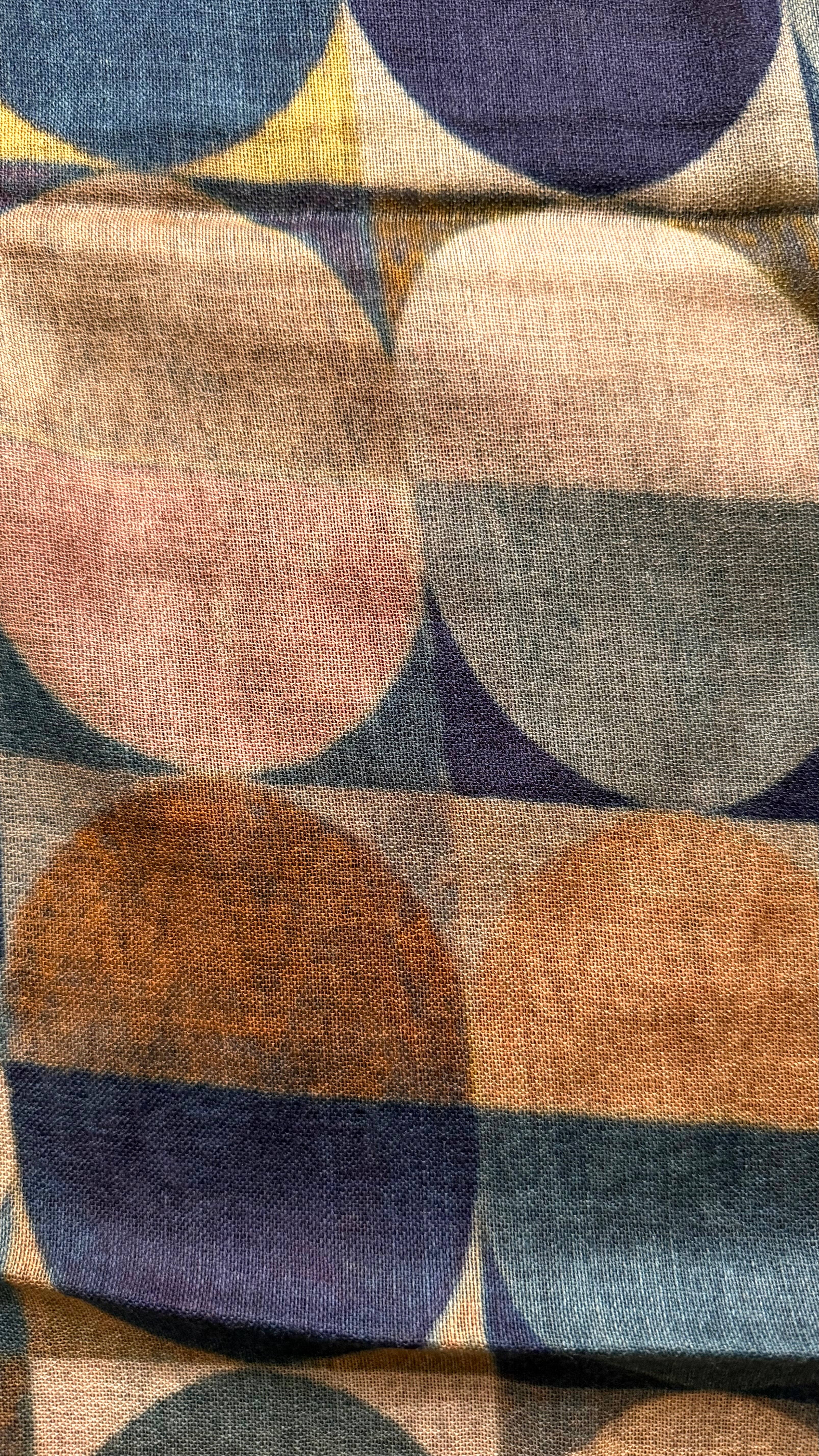Sciarpa Stola In Tessuto Sottile Di Pura Lana Merinos  70x180 cm - Motivo Sfere Geometrico