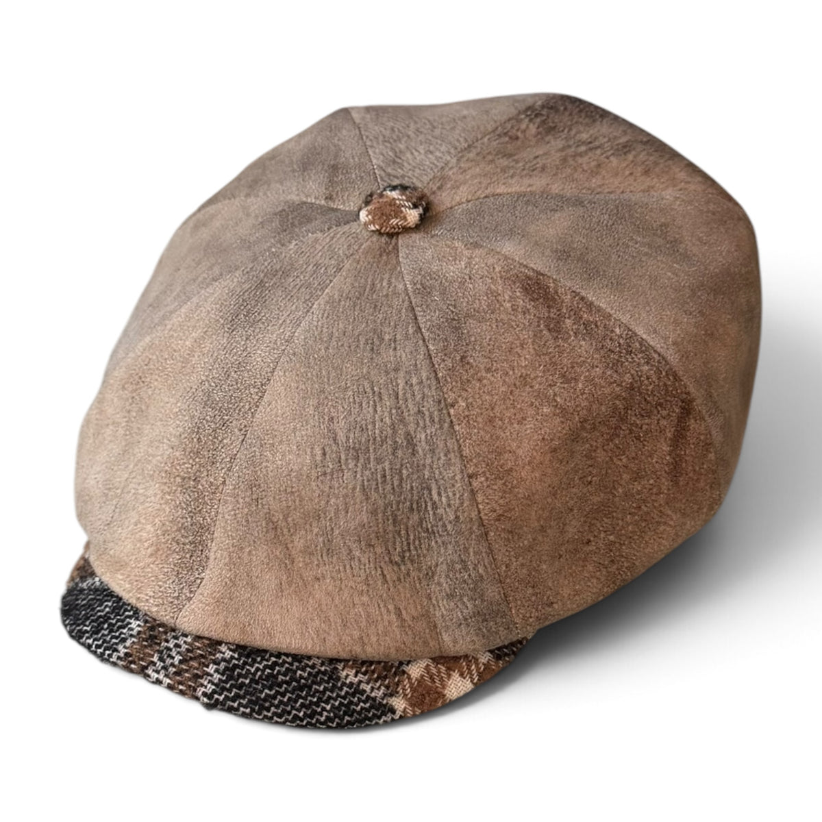 Coppola Irlandese 8 Spicchi In Lana E Pelle Suede Beige Sfumato Alfonso D'Este