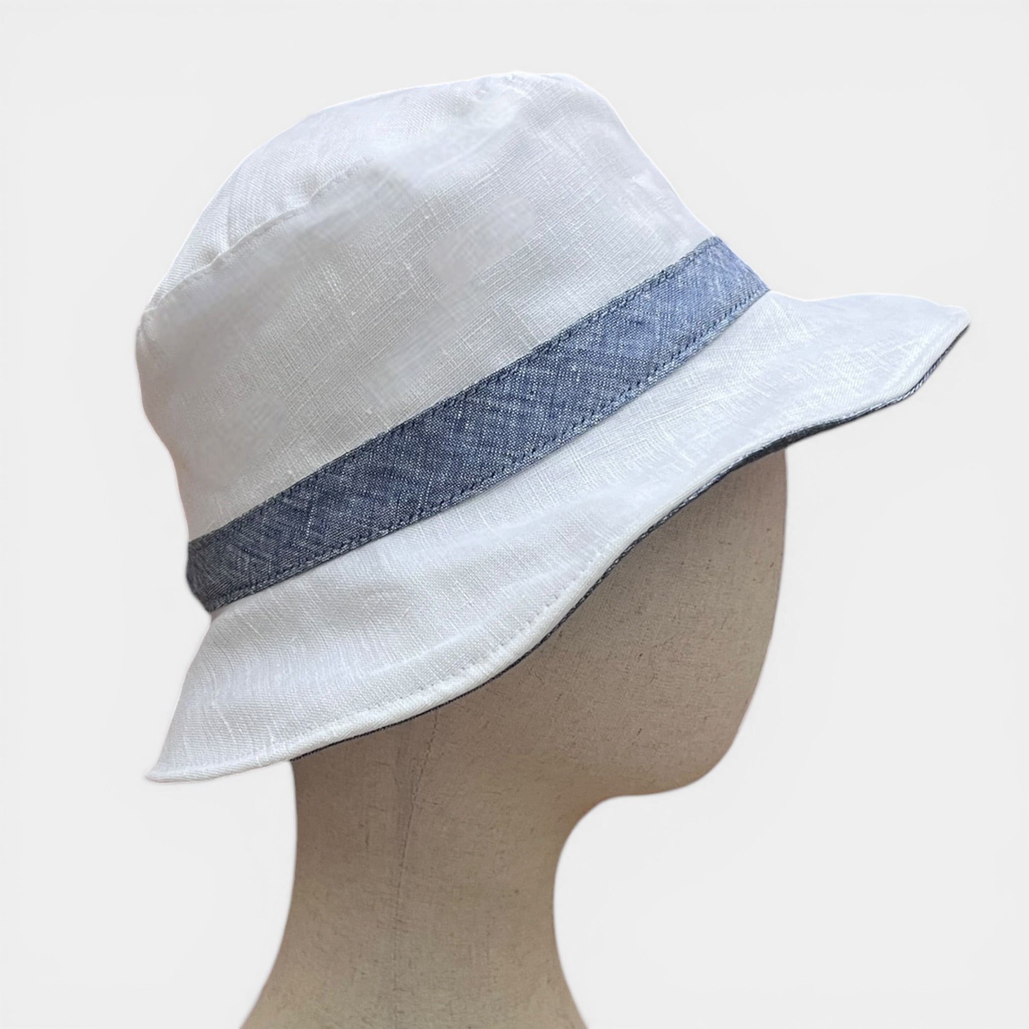 Cappello Donna In Puro Lino Pieghevole E Modellabile
