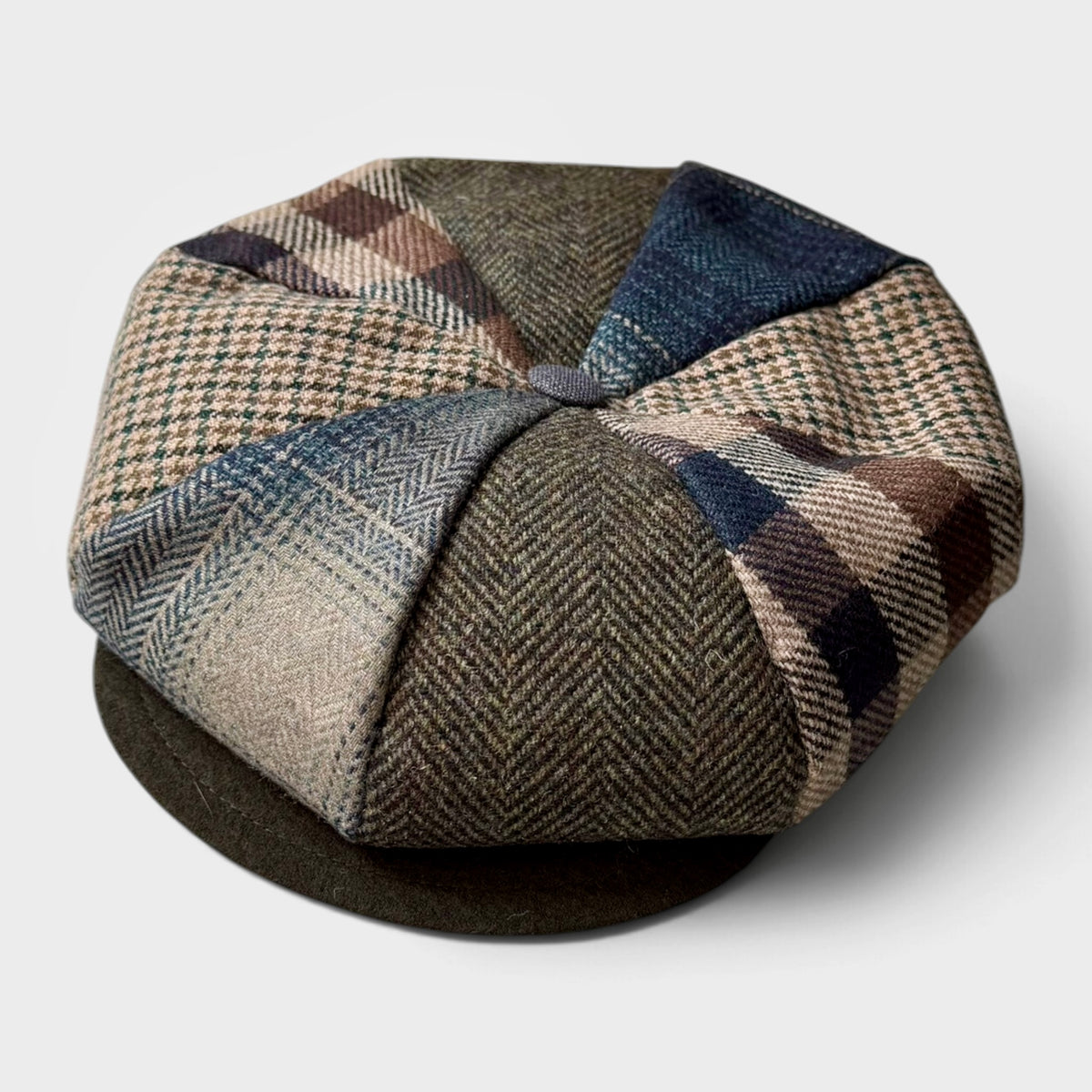 Berrettone Unisex Invernale Monello Patchwork  8 spicchi - Scozzese