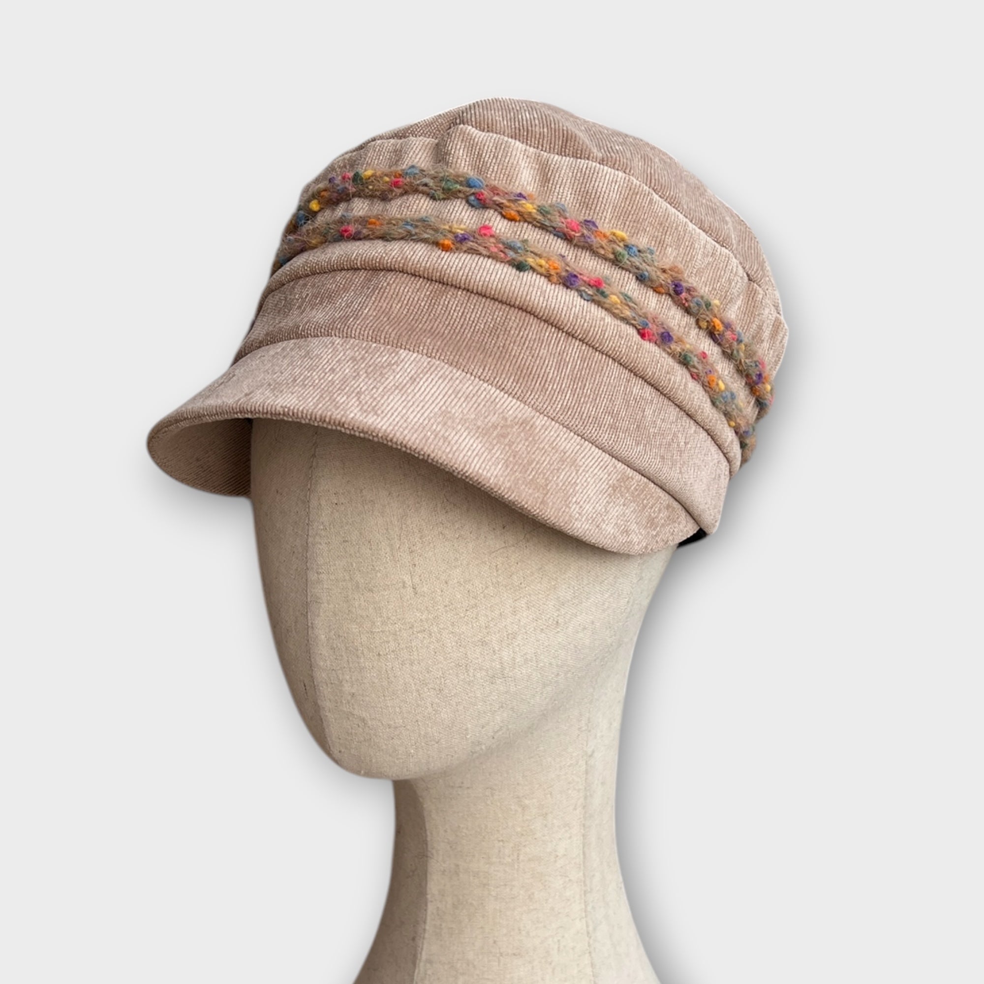 Berretto Donna In Velluto Con Visiera Con Cordino - Cappelleria Bacca