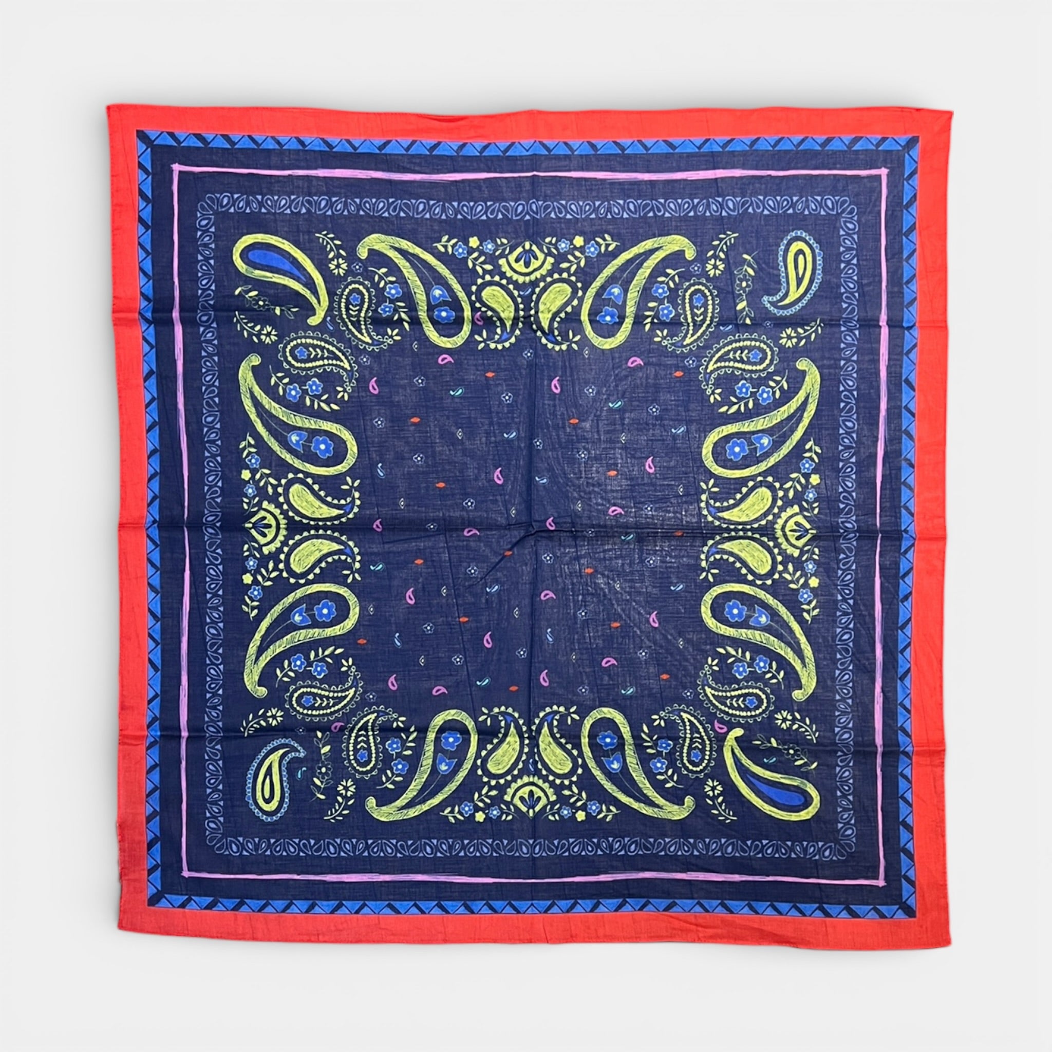 Foulard 70x70 In Puro Cotone Motivo Paisley - Cappelleria Bacca
