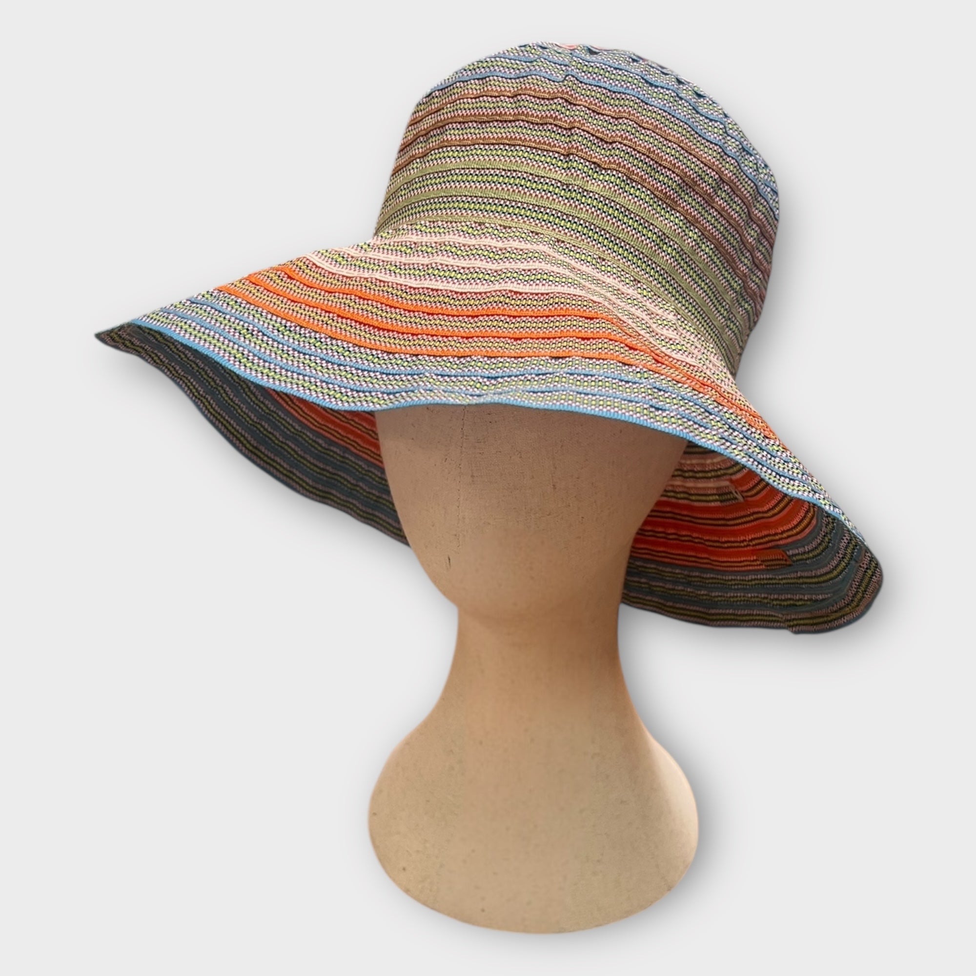 Cappello Estivo In Tessuto Multicolor Ala Larga Grevi