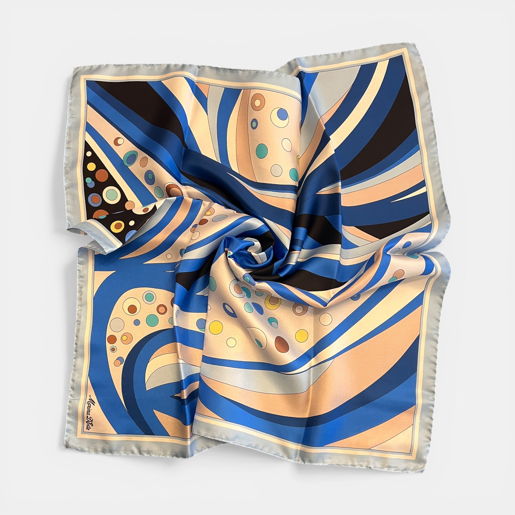 Foulard in Twill di Pura Seta Motivo Fantasia Astratta 70x70 cm - Cappelleria Bacca