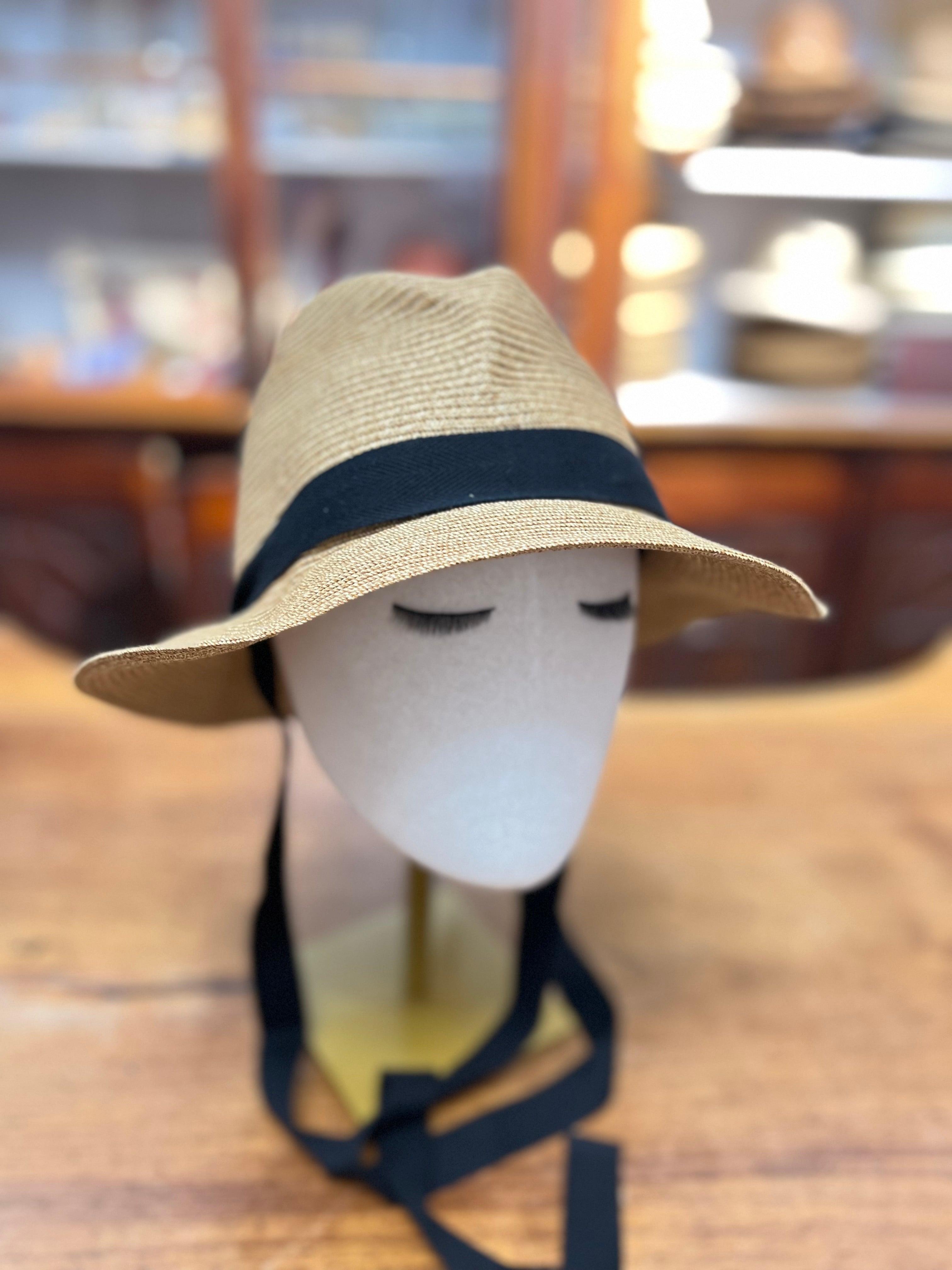 Cappello Donna Mature Ha In Paglia Pieghevole Nastro Nero - Cappelleria Bacca