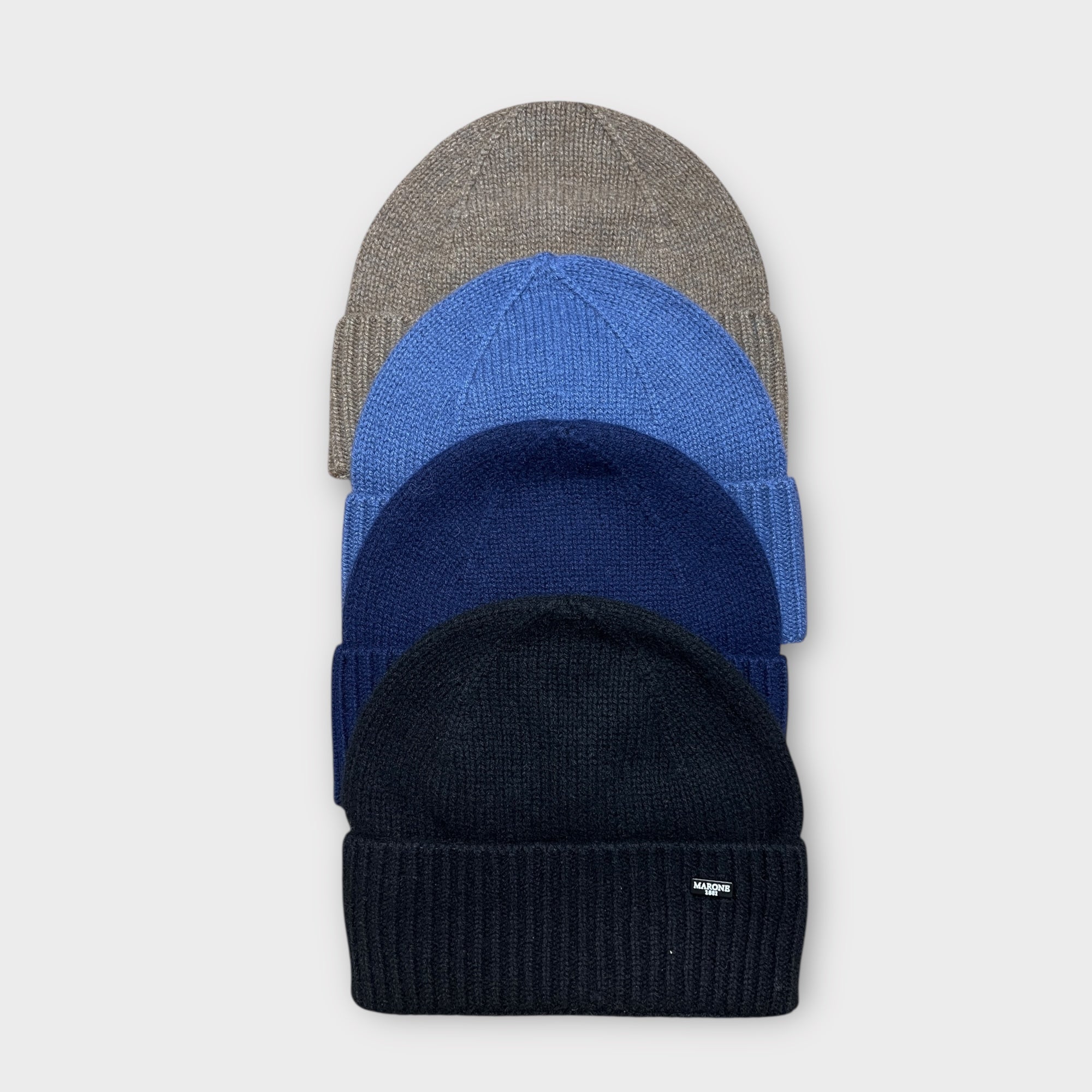 Berretto Unisex Con Risvolto In Puro Cashmere