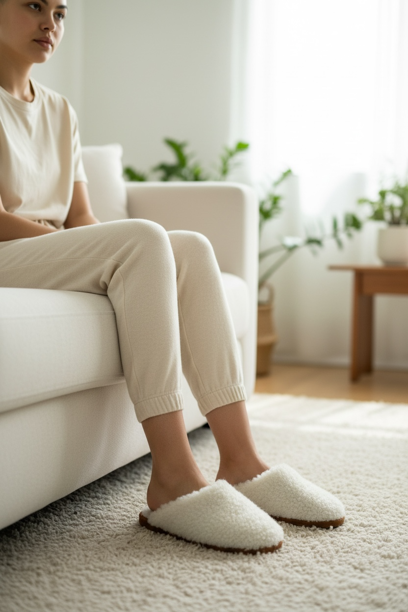 Slippers Sabot Da Donna In Pura Lana Con Suola In Suede