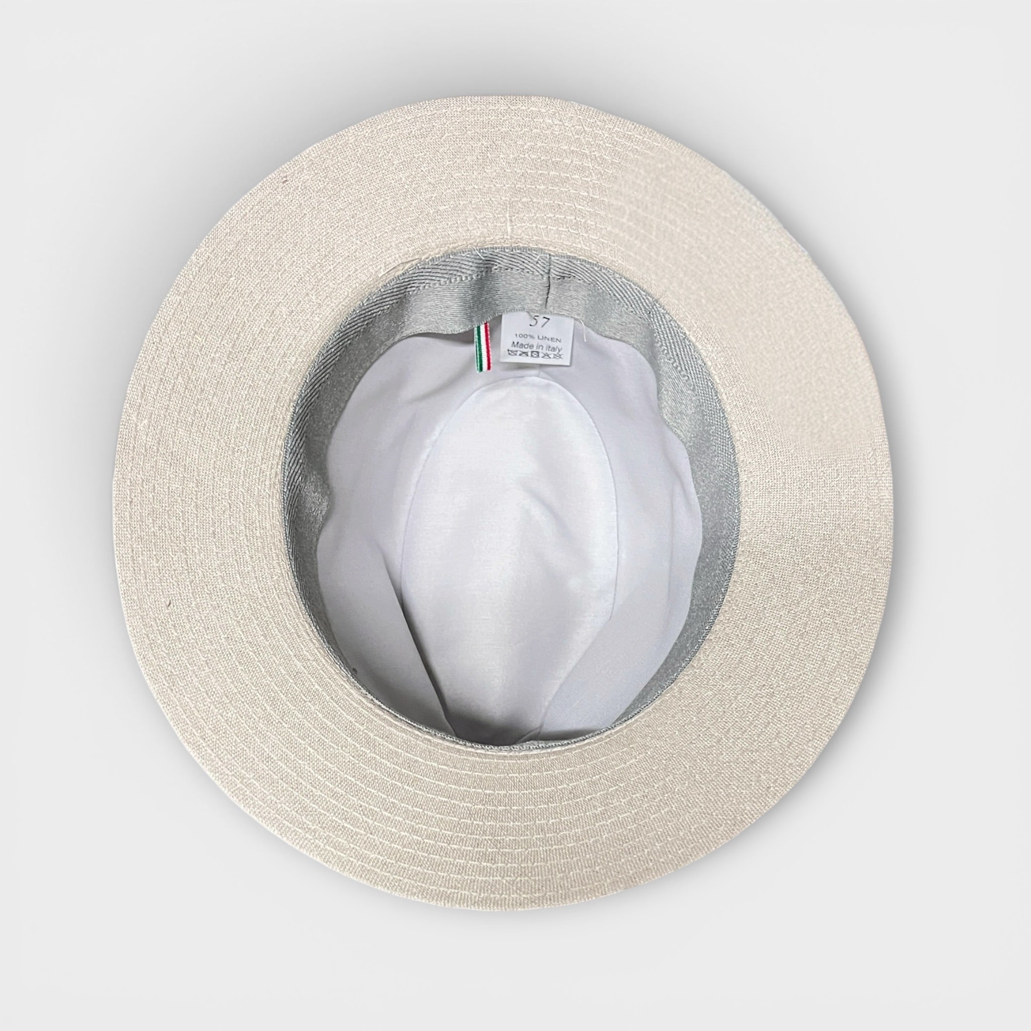 Cappello Fedora Uomo Estivo In Puro Lino Ecru