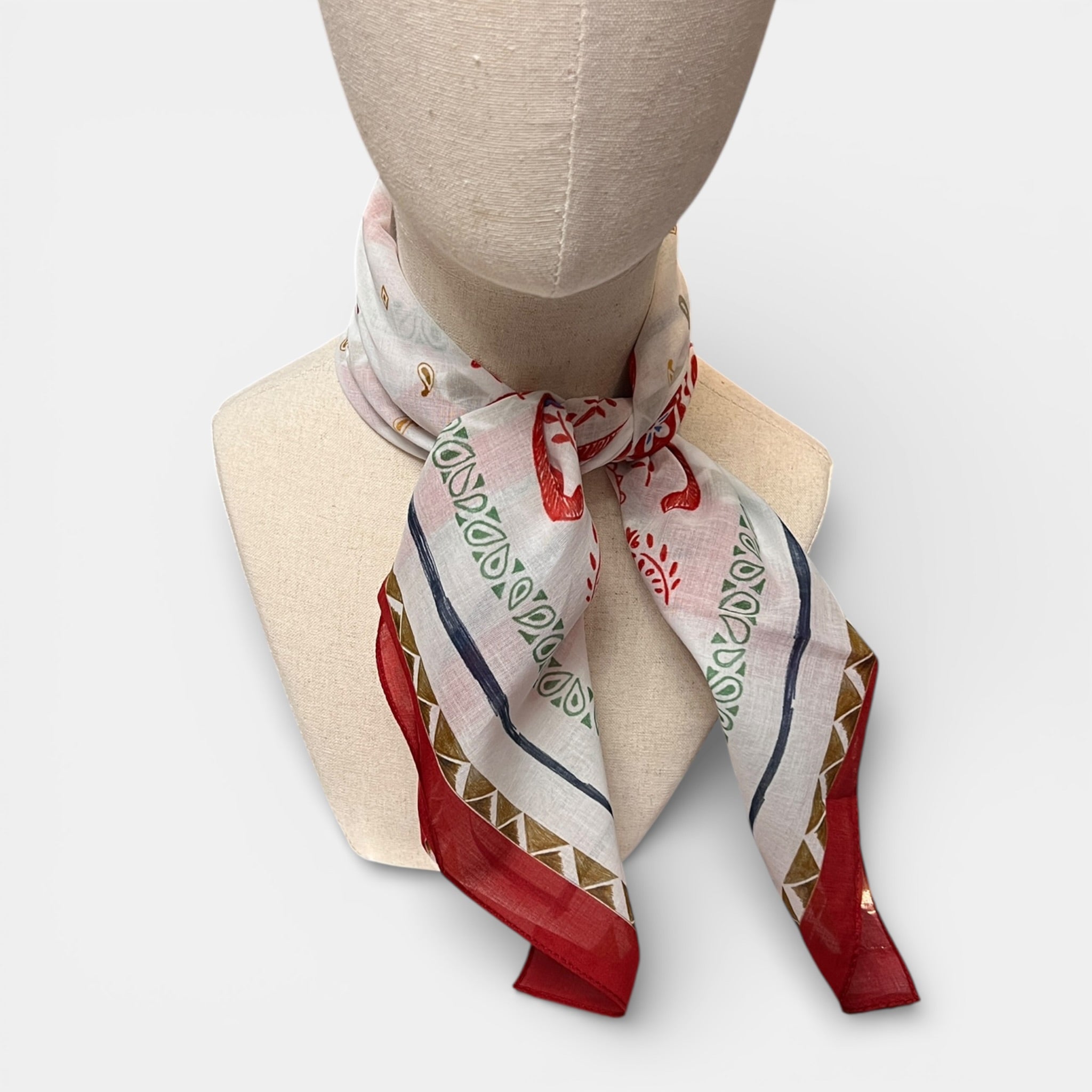 Foulard 70x70 In Puro Cotone Motivo Paisley - Cappelleria Bacca
