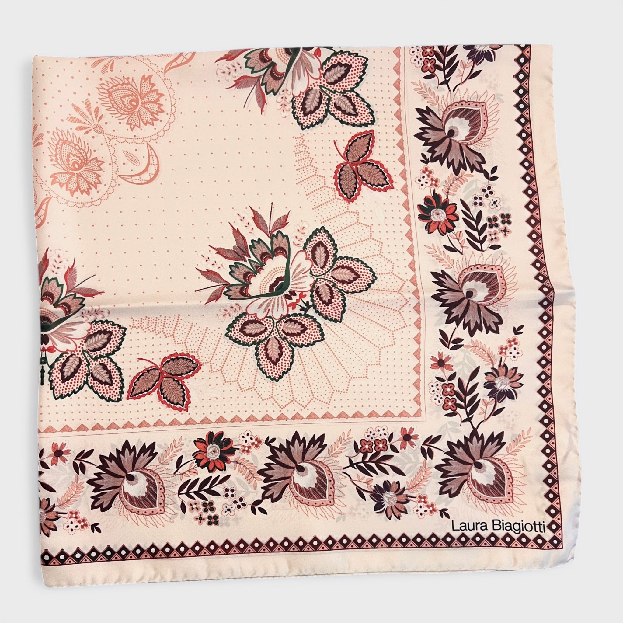 Foulard in Twill di Pura Seta Motivo Floreale 90x90 cm - Cappelleria Bacca