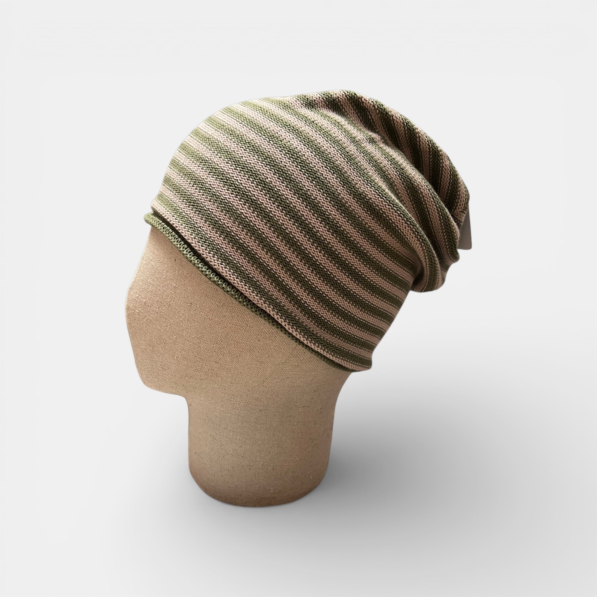 Berretto Beanie Cascante in Cotone Organico a Righe Unisex - Cappelleria Bacca