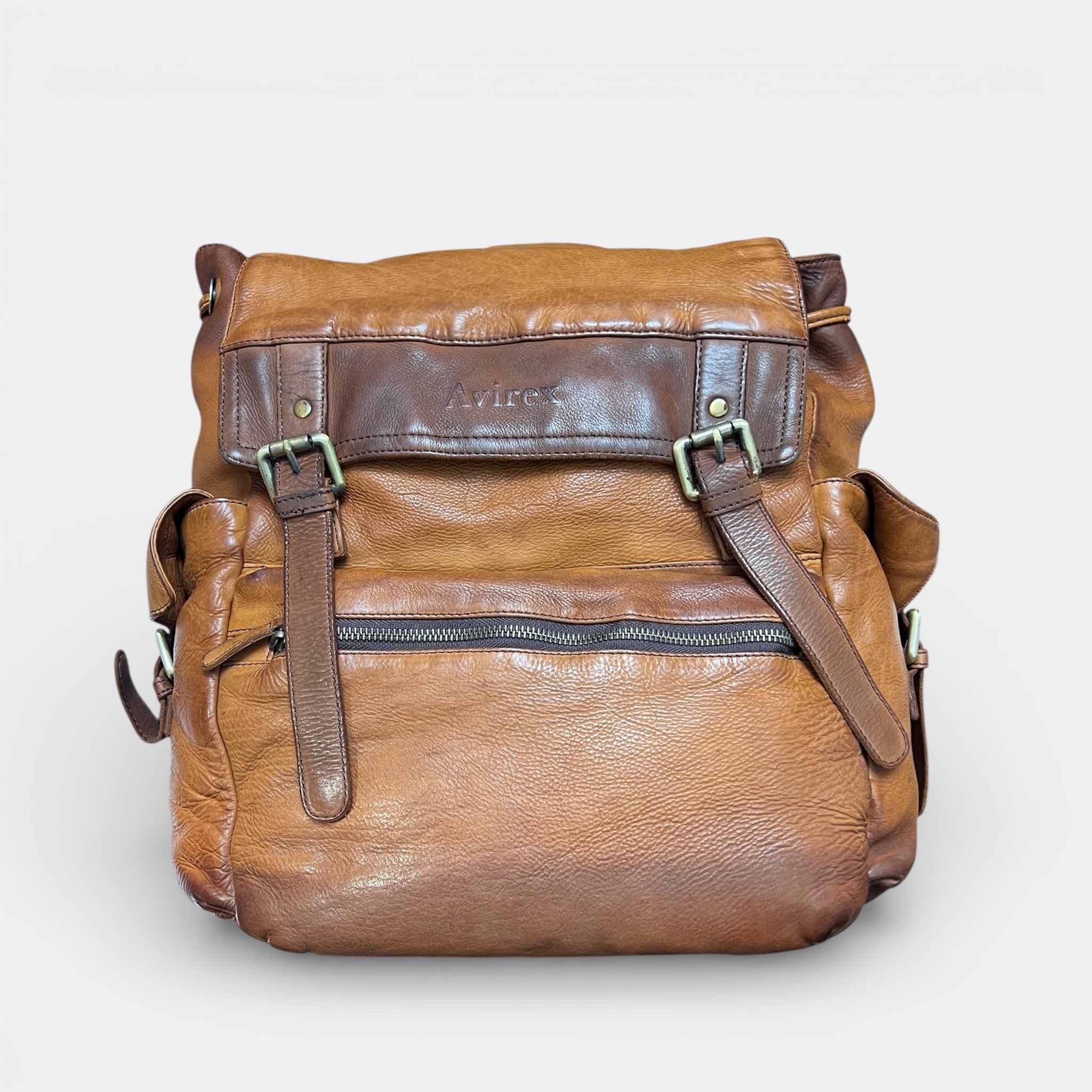 Zaino in Pelle Lavata color Cognac Avirex - Cappelleria Bacca