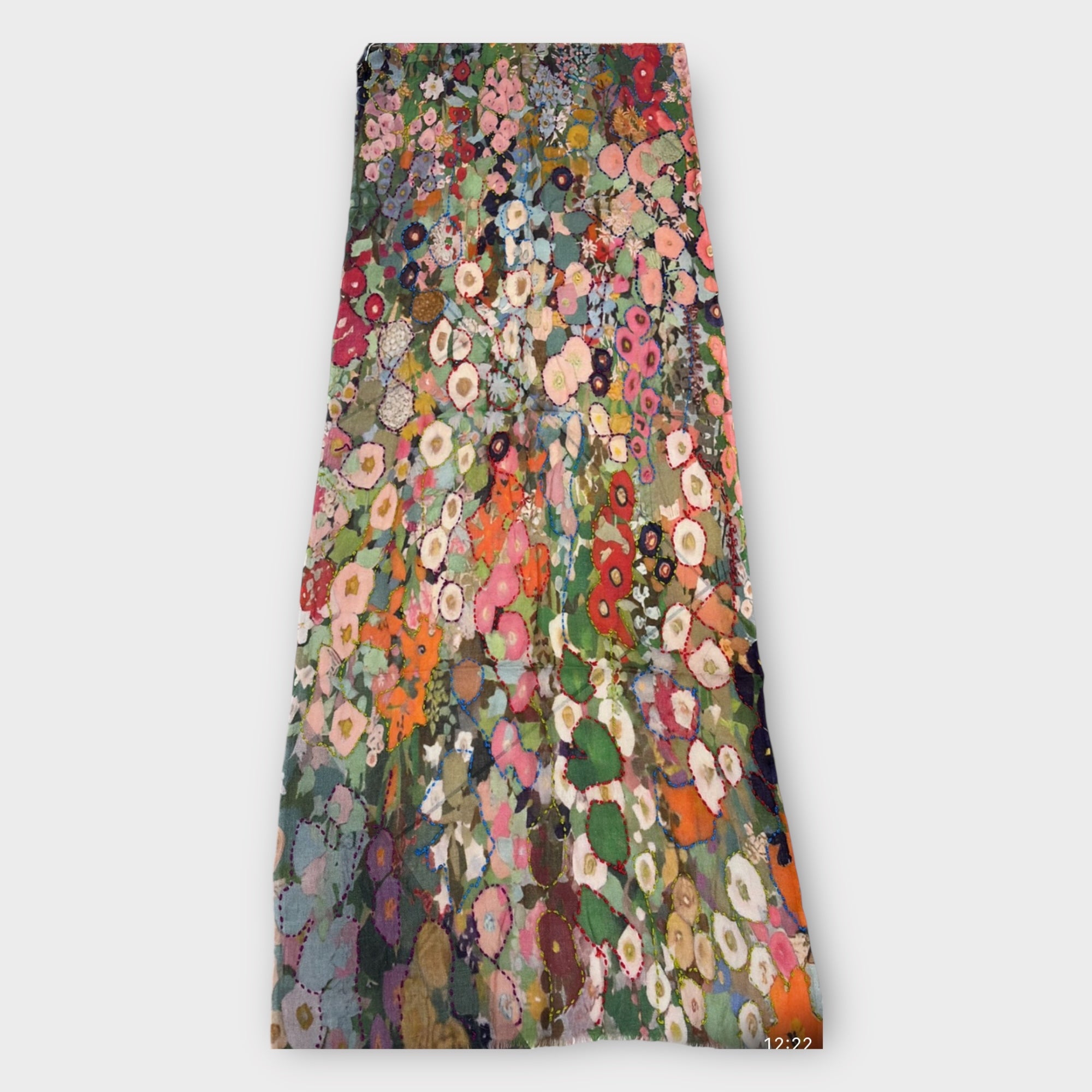 Sciarpa Stola Sottile in Pura Lana Ricamata Fantasia 70 x 200 cm