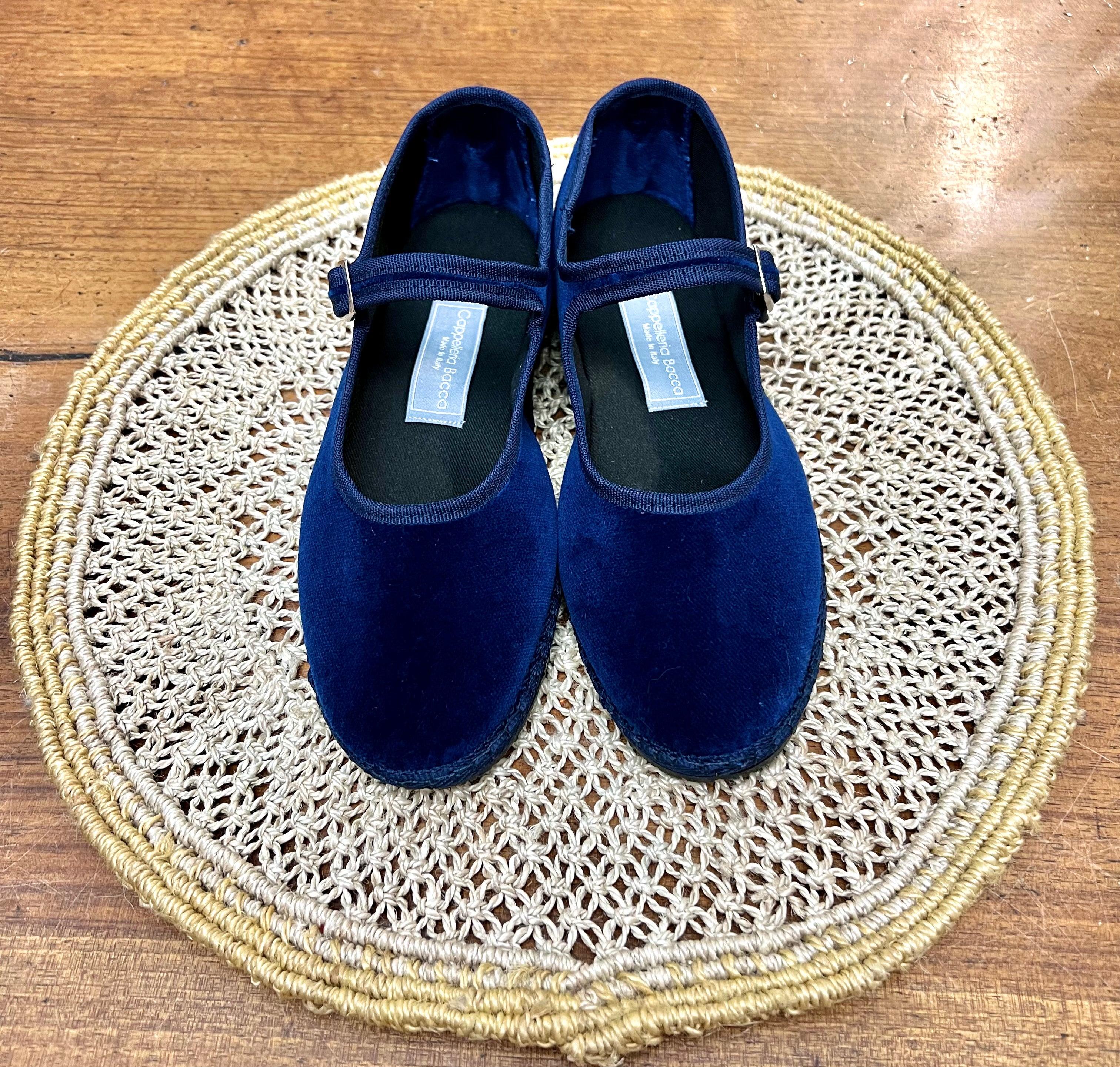 Friulane Originali Mary Jane In Velluto Blu – Donna Con Fibbia E Cinturino Regolabile - Cappelleria Bacca