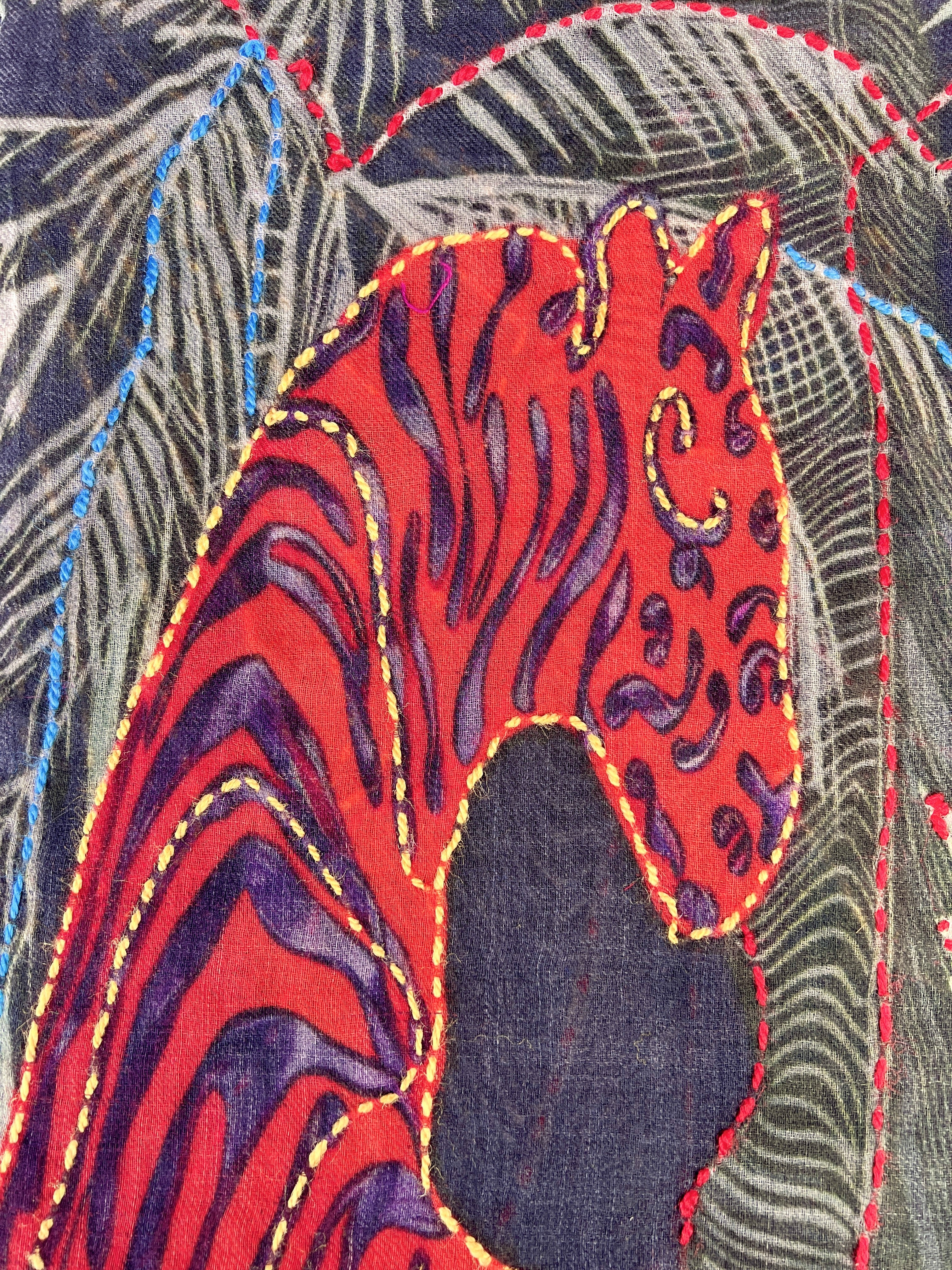 Sciarpa Stola in Tessuto Di Pura Lana Sottile Ricamata Fantasia 70 x 200 cm