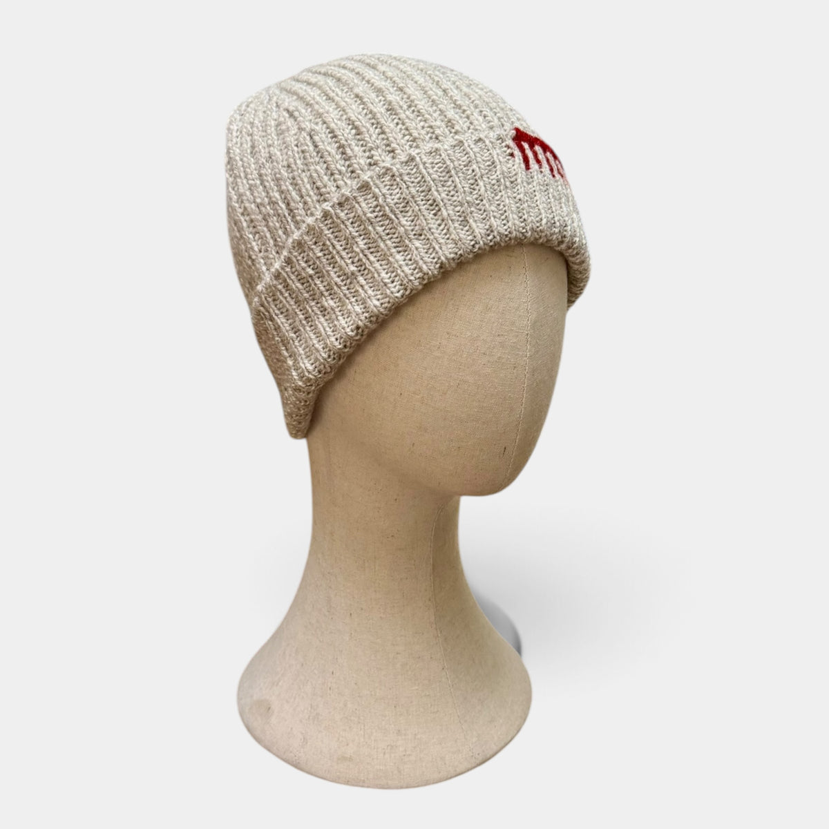 Berretto Con Risvolto In Pura Lana e Cashmere Aran- Motivo Ricamo - Cappelleria Bacca