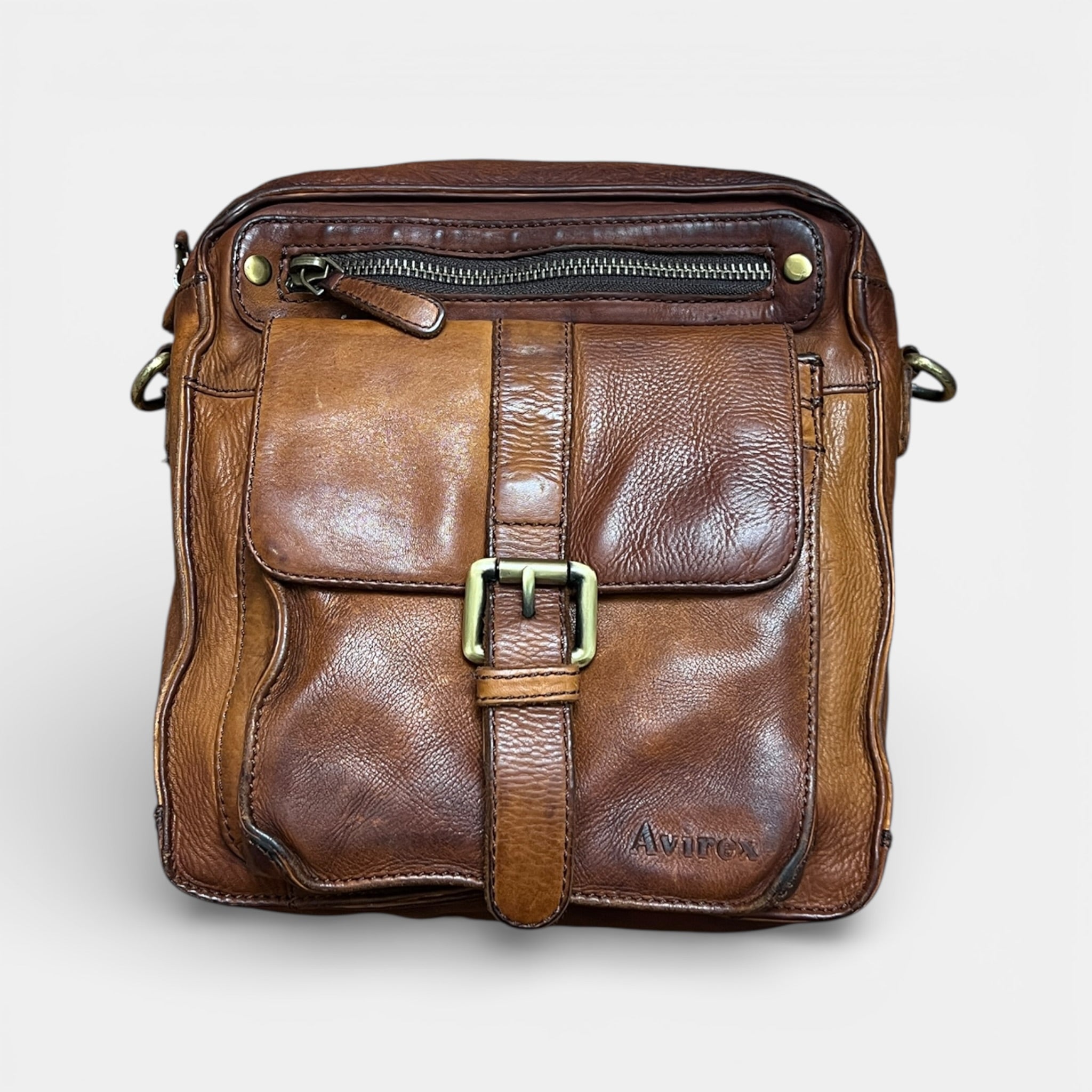 Borsa Uomo in Pelle color Cognac Avirex - Cappelleria Bacca