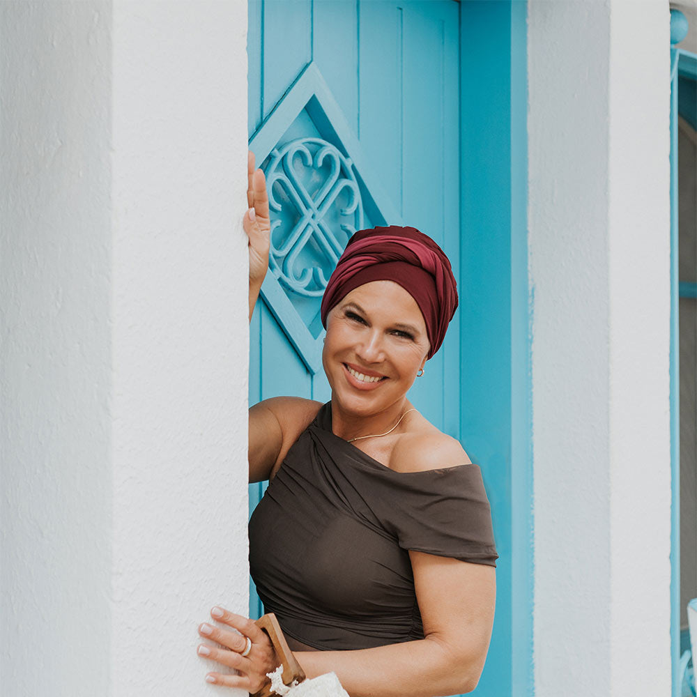 Berretto Turbante Donna In Morbido Bamboo Bicolor- per Pelli Sensibili - Cappelleria Bacca