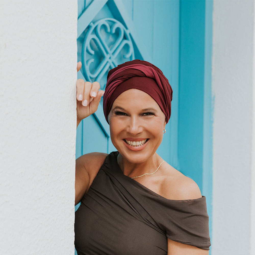 Berretto Turbante Donna In Morbido Bamboo Bicolor- per Pelli Sensibili - Cappelleria Bacca