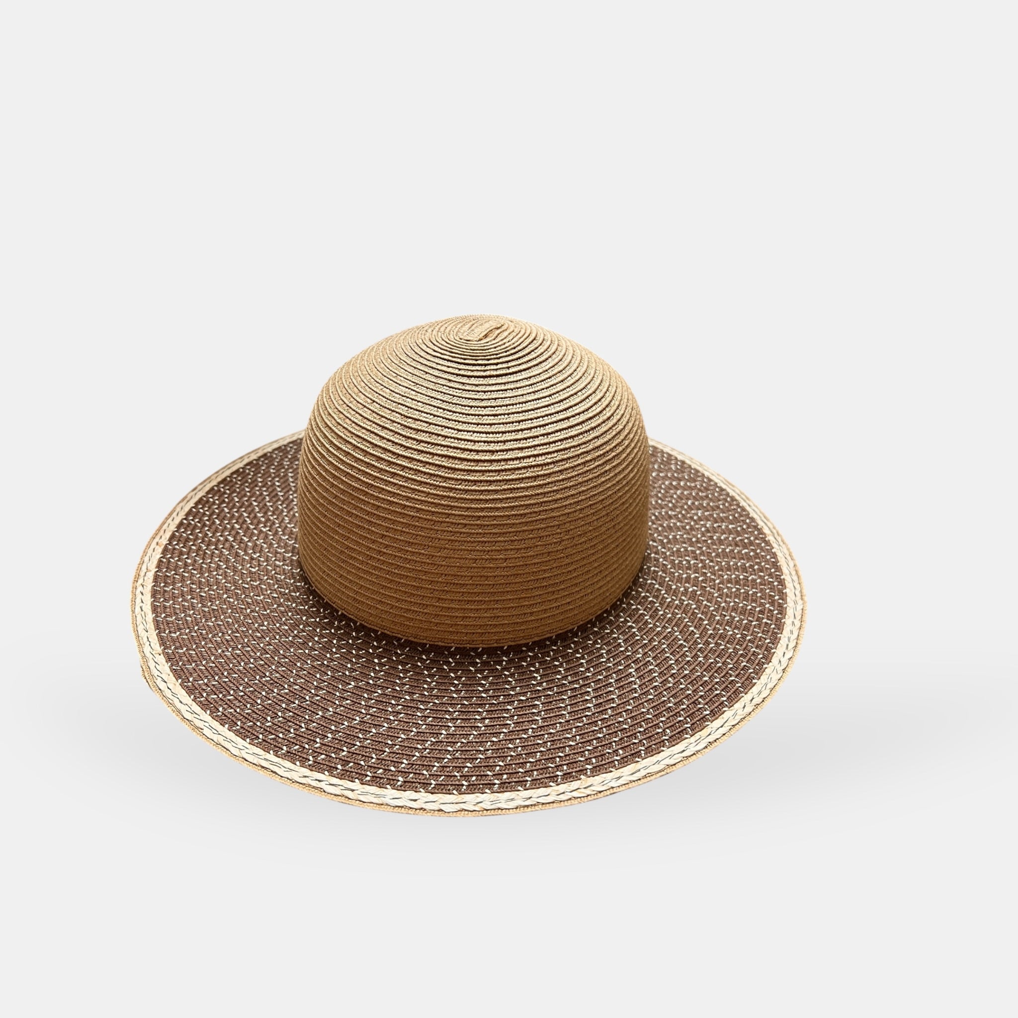 Cappello Estivo Ala Larga In Papier Intrecciato Bicolor - Cappelleria Bacca