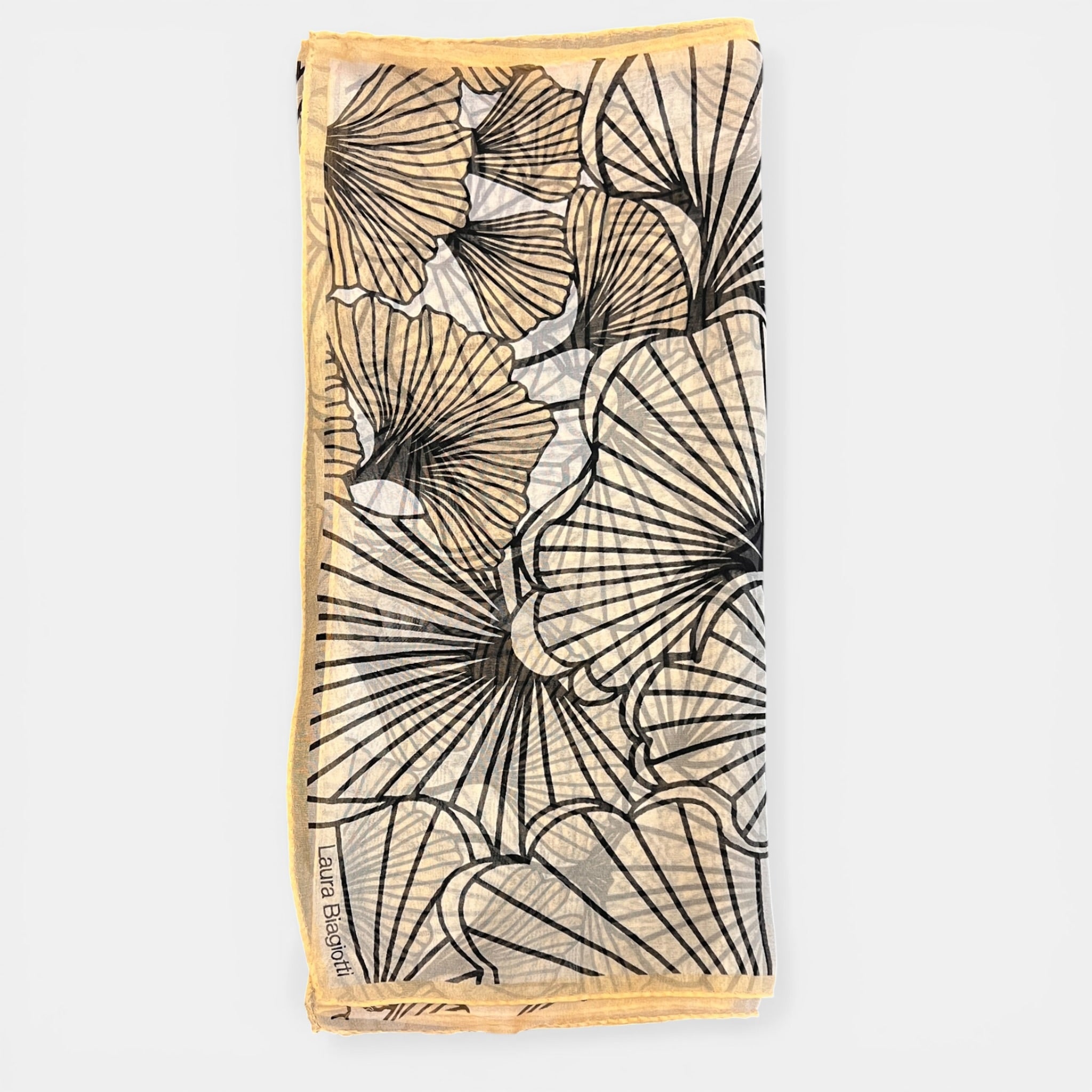 Sciarpa in Pura Seta Georgette Motivo Fiori Stilizzati 45x160 cm - Cappelleria Bacca