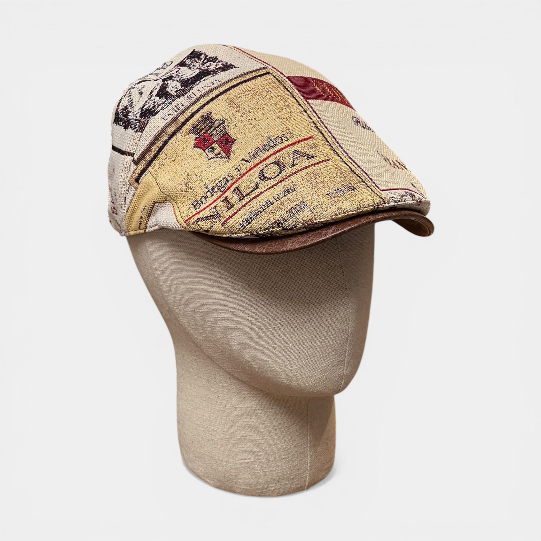 Coppola Estiva Beige In Puro Lino Con Scritte Vintage - Cappelleria Bacca