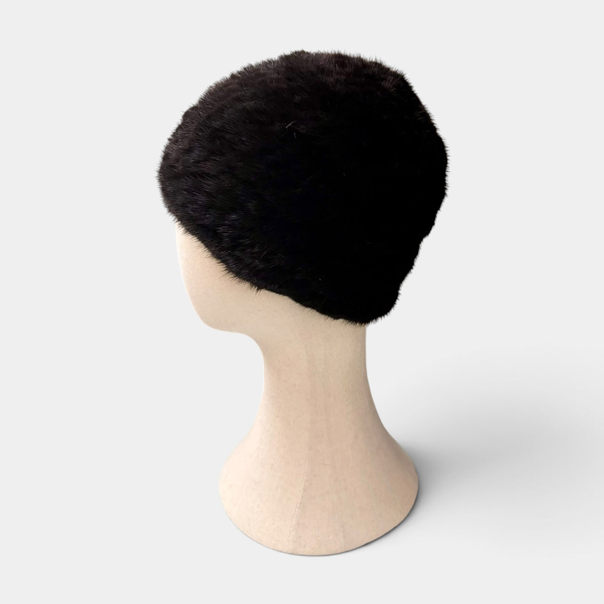 Berretto In Pelliccia Di Visone Tricot Nero