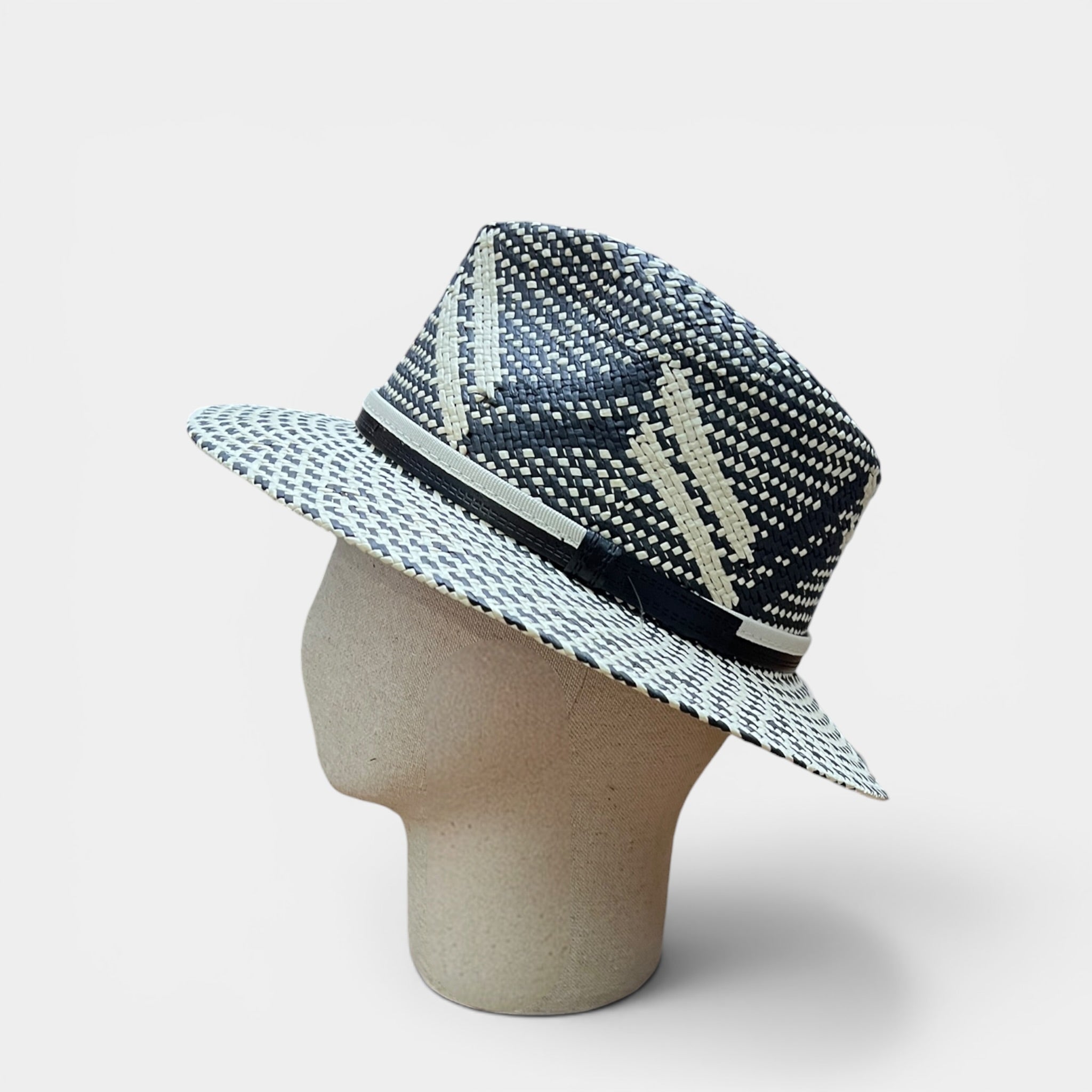 Cappello Fedora Unisex In Paglia Papier Bicolor