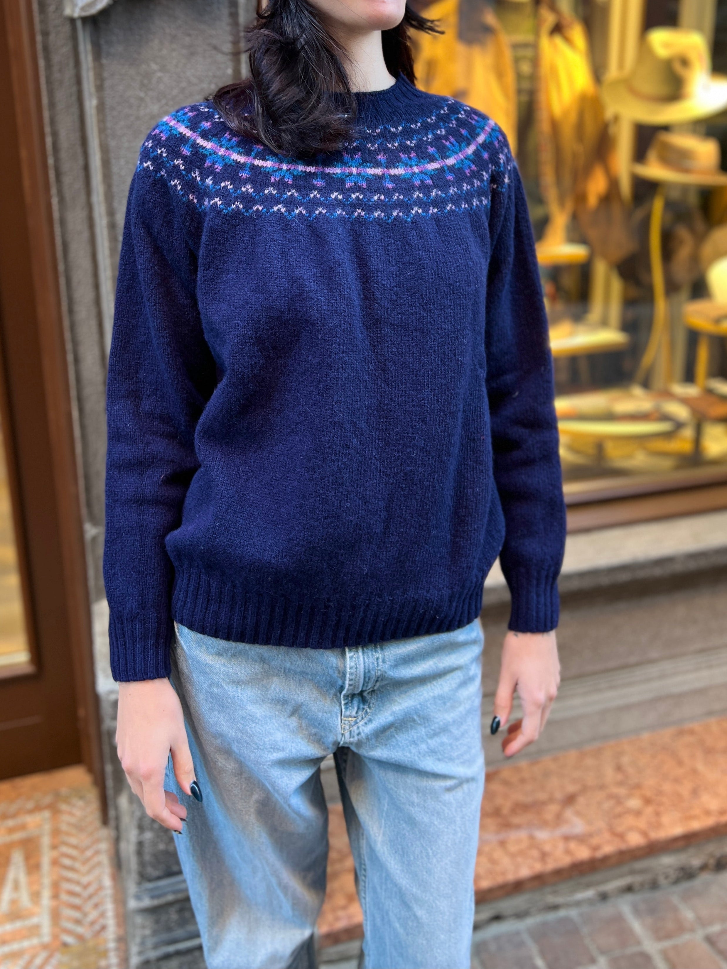 Maglione Donna In Maglia Di Lana Scozzese Fairisle Jumper - Cappelleria Bacca