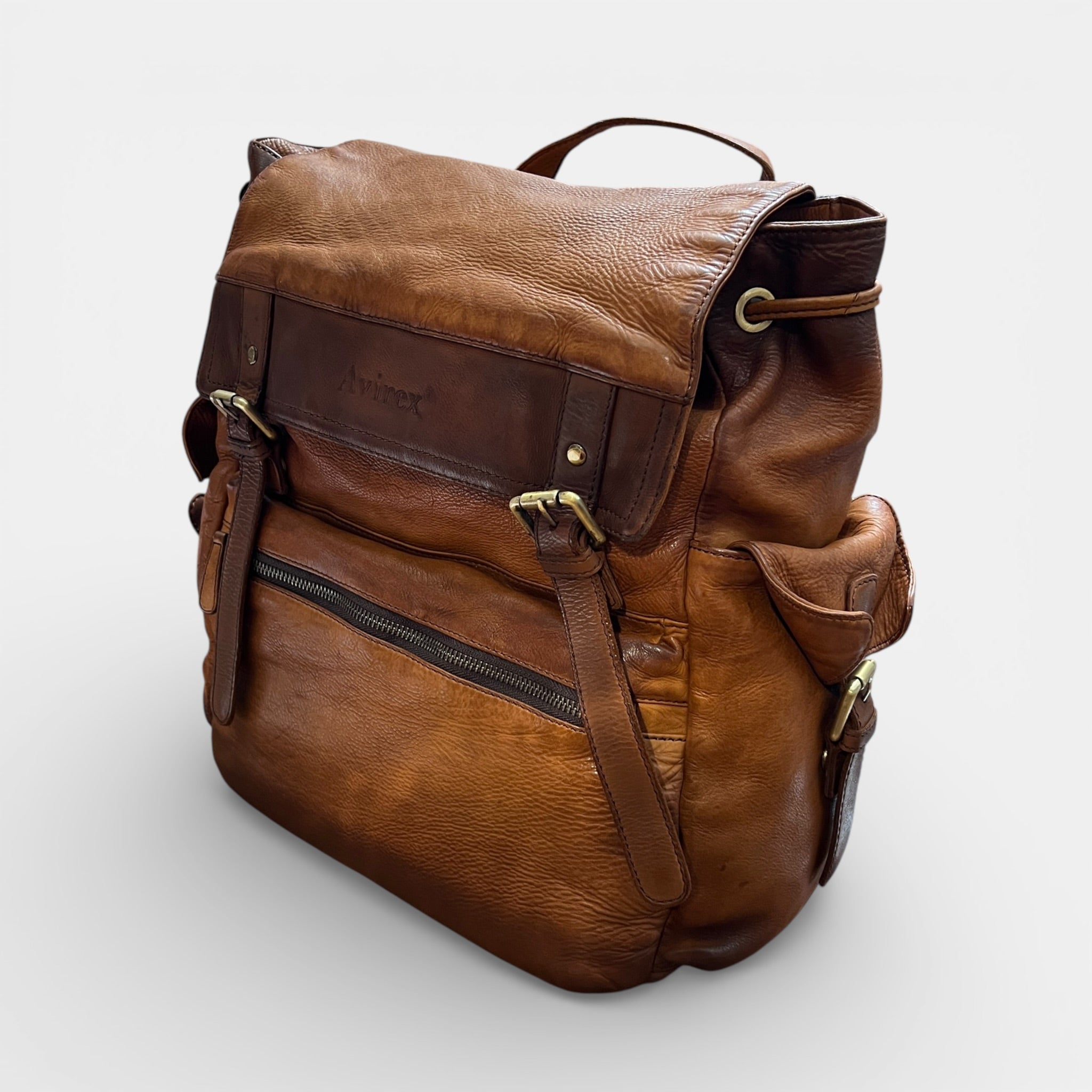 Zaino in Pelle Lavata color Cognac Avirex - Cappelleria Bacca